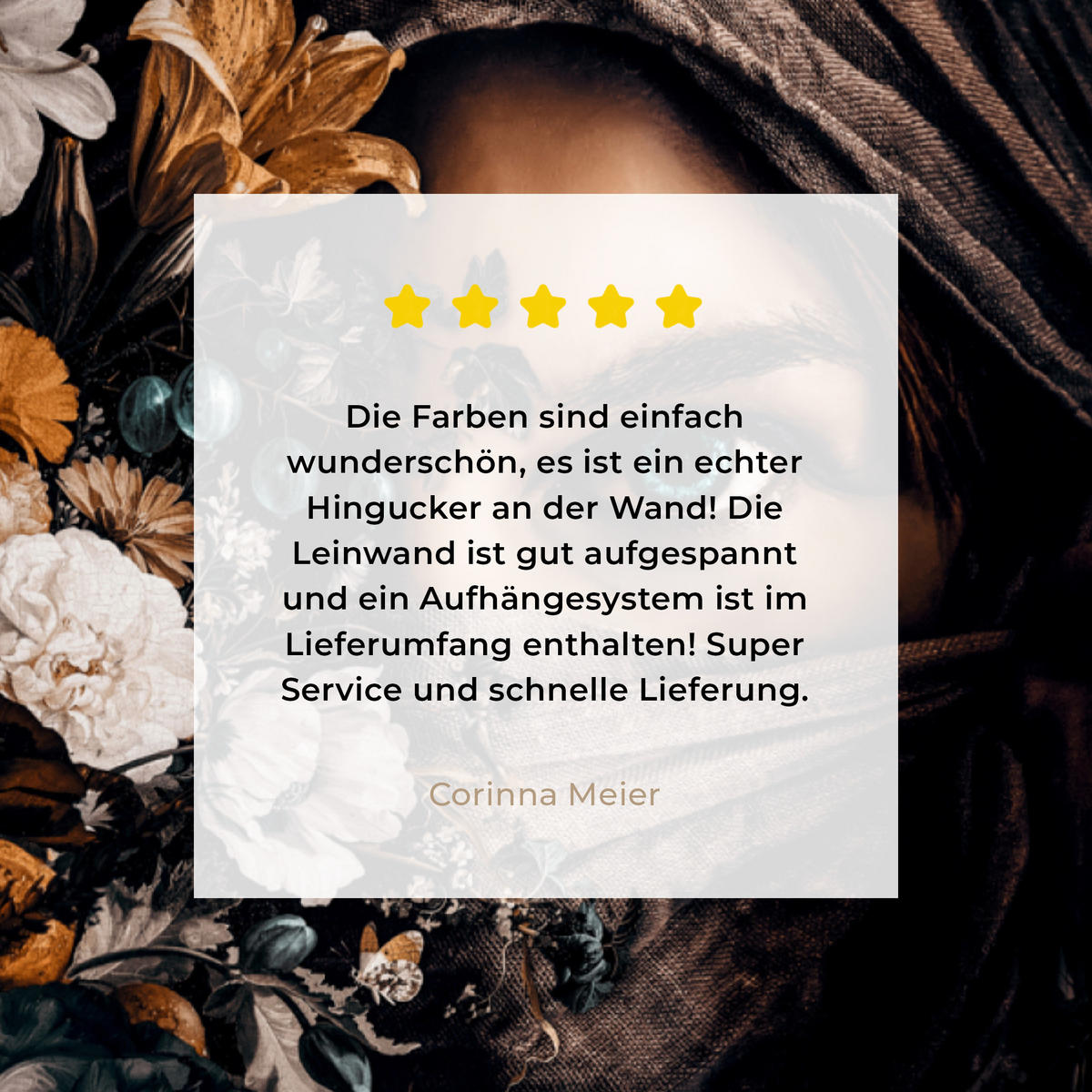 LEINWANDBILD Frau - Luxus - Blumen - Schmetterling - Porträt Wandbild Wohnzimmer 60x80 cm - Schwarz, Textil (60/80cm) - MuchoWow