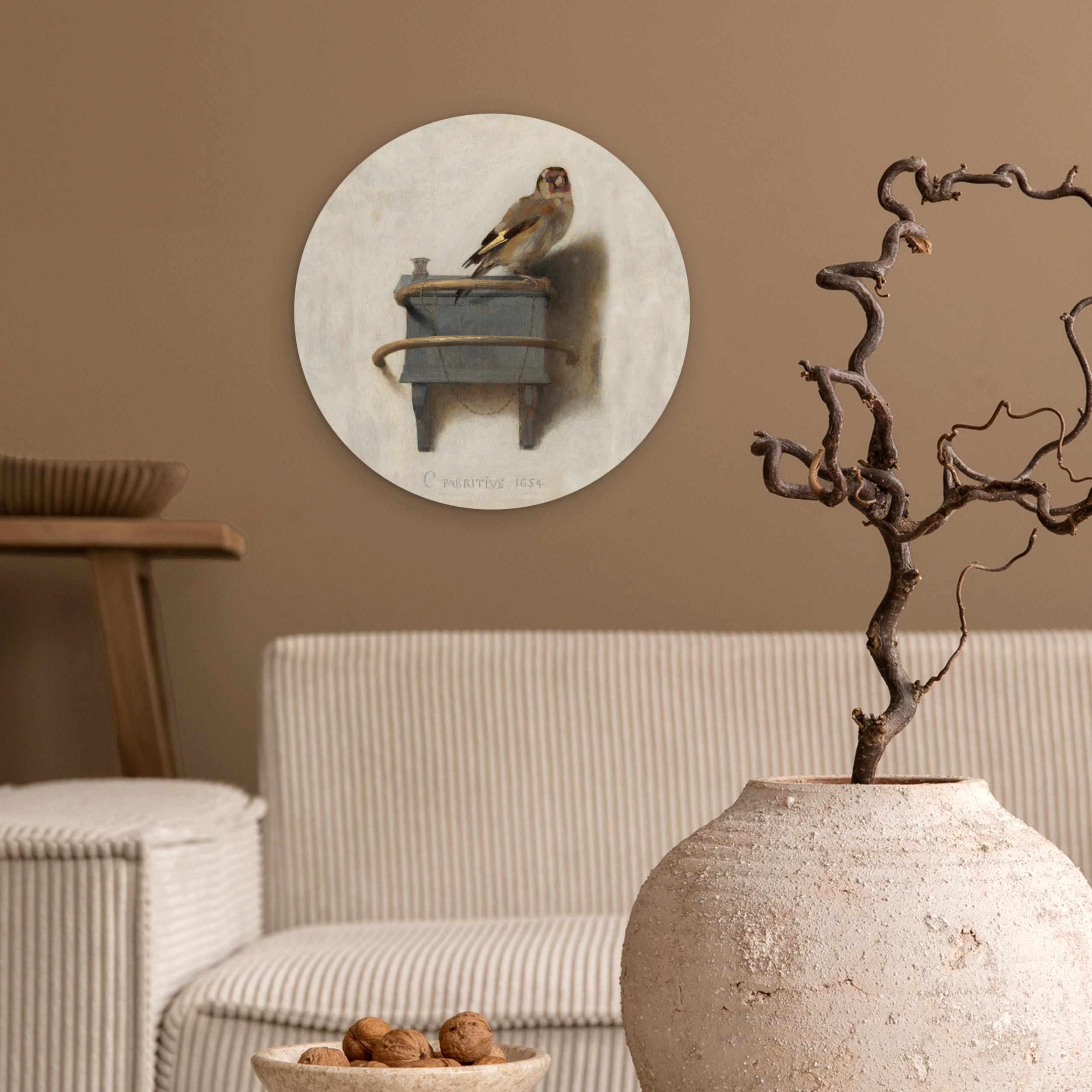 WANDBILD Stieglitz - Alter Meister - Carel Fabritius 30x30 cm - Grau, Kunststoff (30/30cm) - MuchoWow