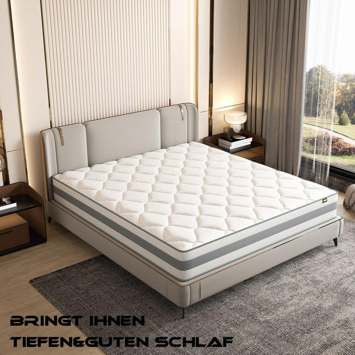TASCHENFEDERKERNMATRATZE 180×200×25 cm, Luxusmatratze 7 Zonen Federkernmatratze Hoher Komfort 10 Schichten,Weiß - Weiß, Metall (180/200cm) - CHICASA