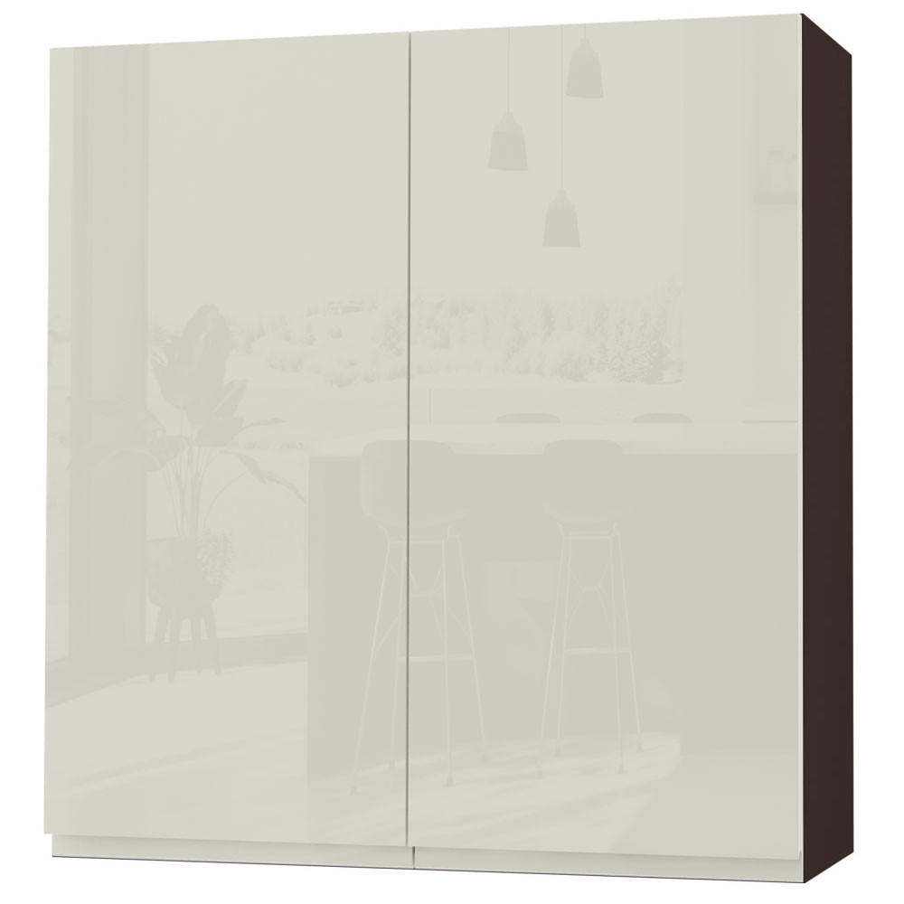 HÄNGESCHRANK Florence W4/90 Lava / RAL 1013 perlweiß HG 90 / 32,5 / 96cm - Dunkelgrau/Weiß Hochglanz, Holz/Holzwerkstoff (90/96/32.5cm) - Feldmann-Wohnen