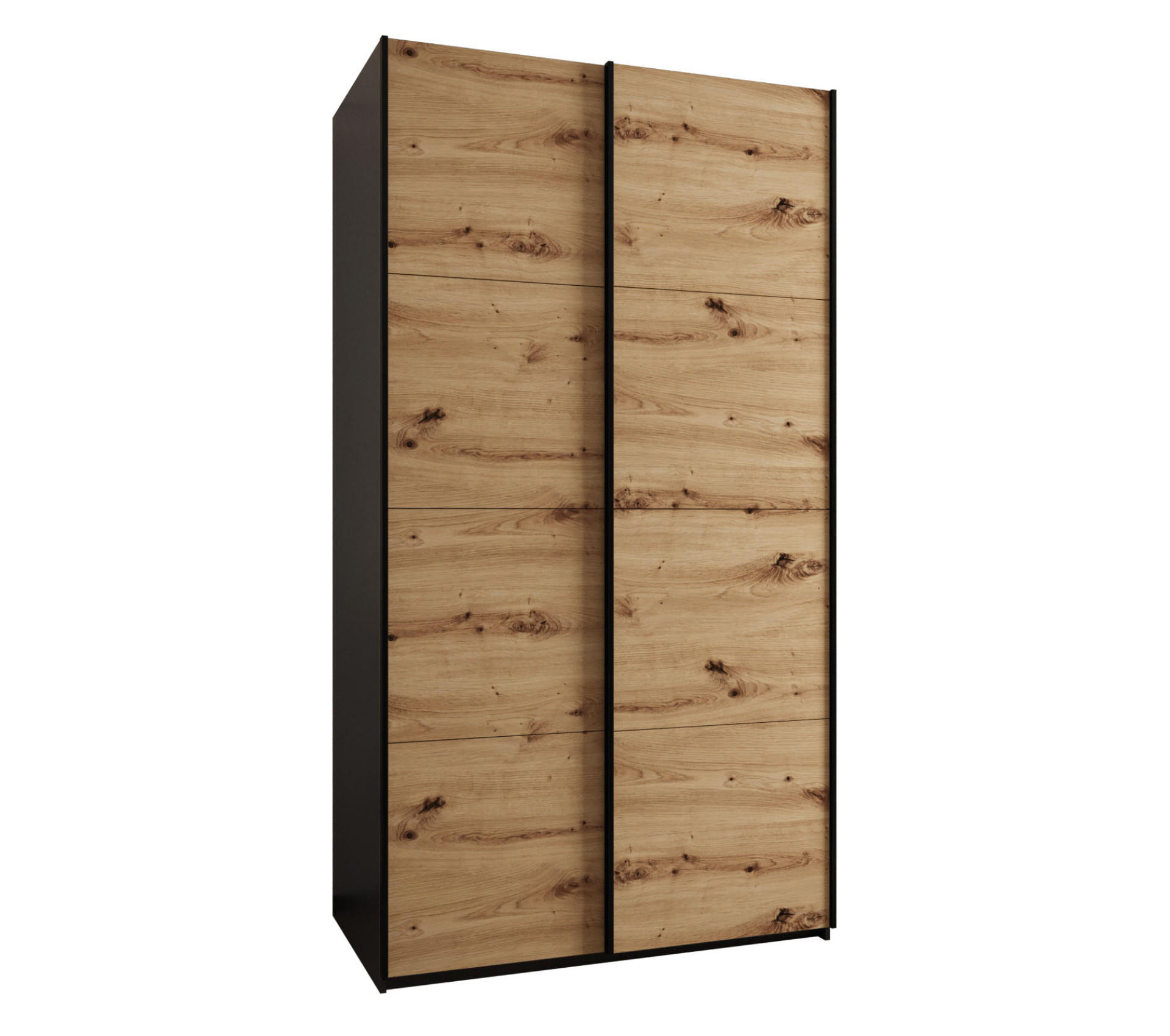 SCHWEBETÜRENSCHRANK 245,5/140/64 2-türig - Schwarz/Eiche Artisan, Holz/Metall (140/245/64cm) - Abiks Möbel
