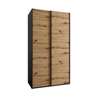 SCHWEBETÜRENSCHRANK 245,5/140/64 2-türig - Schwarz/Eiche Artisan, Holz/Metall (140/245/64cm) - Abiks Möbel