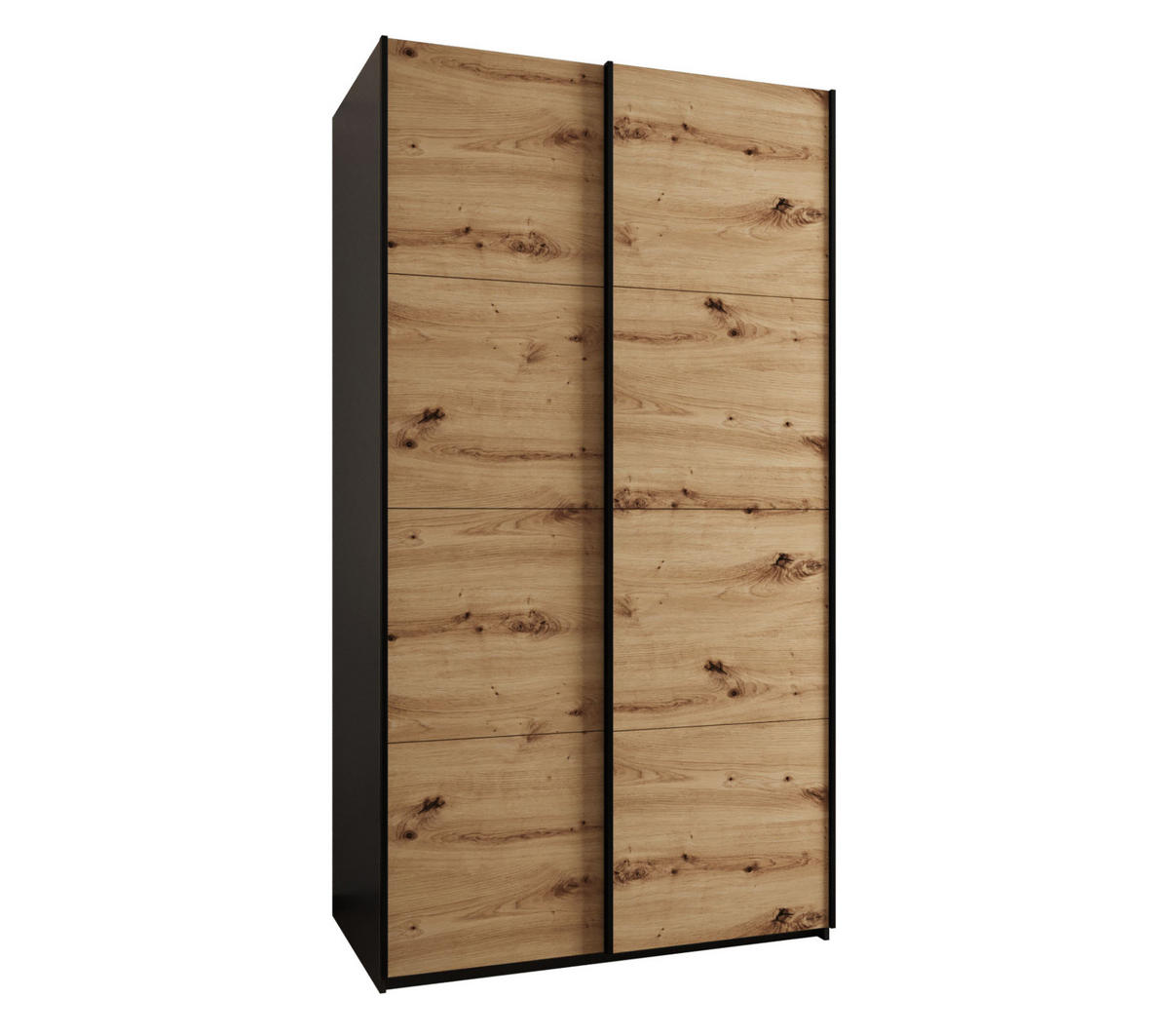 SCHWEBETÜRENSCHRANK 245,5/140/64 2-türig - Schwarz/Eiche Artisan, Holz/Metall (140/245/64cm) - Abiks Möbel