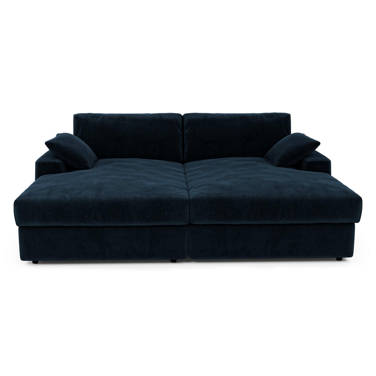 SOFA PLUM Samt Mitternachtsblau 260cm - Blau/Dunkelblau, Textil (260/83/155cm) - Premium Interiors