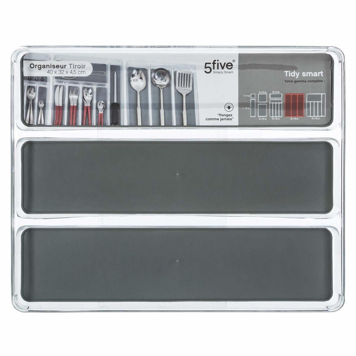 BESTECK-SCHUBLADENORGANIZER Behälter 40/32/4,5 cm - Grau, Kunststoff (32/4.5/40cm) - 5five Simply Smart