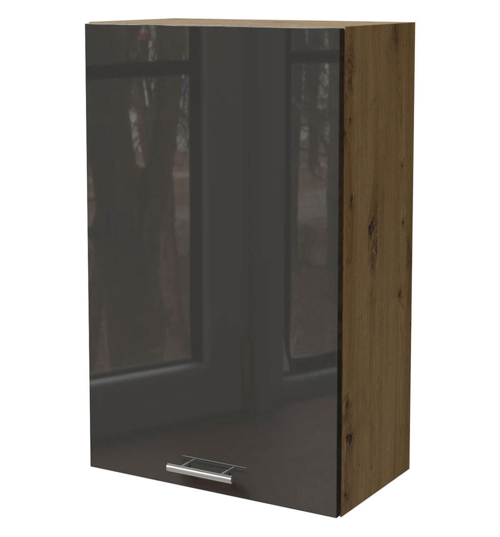 KÜCHENHÄNGESCHRANK Essen W4/60/1 Graphit Hochglanz / Eiche Artisan Matt 60 / 32,5 / 96cm - Graphitfarben/Eiche Artisan, Holz/Holzwerkstoff (60/96/32.5cm) - Feldmann-Wohnen