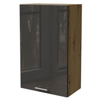 KÜCHENHÄNGESCHRANK Essen W4/60/1 Graphit Hochglanz / Eiche Artisan Matt 60 / 32,5 / 96cm - Graphitfarben/Eiche Artisan, Holz/Holzwerkstoff (60/96/32.5cm) - Feldmann-Wohnen