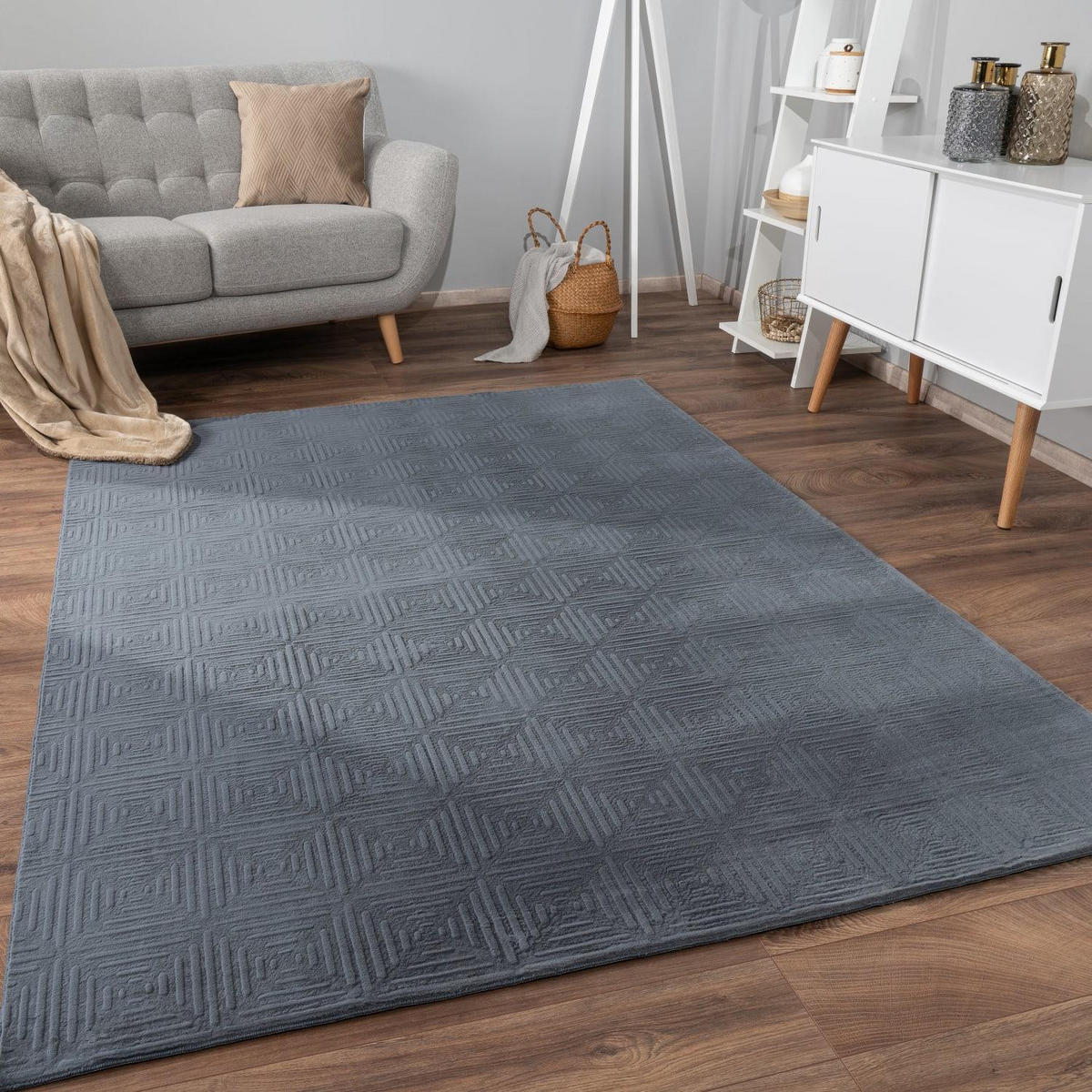 KURZFLORTEPPICH 120/160 LELYSTAD 523 - Anthrazit, Kunststoff (120/160cm) - Paco Home