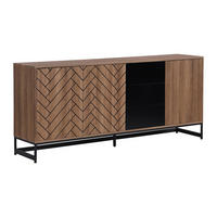 SIDEBOARD mit 3 Türen & 3 Schubladen - MDF - Naturfarben & Schwarz - CARATANA - Naturfarben, Holz (180/80/40cm) - Vente-Unique