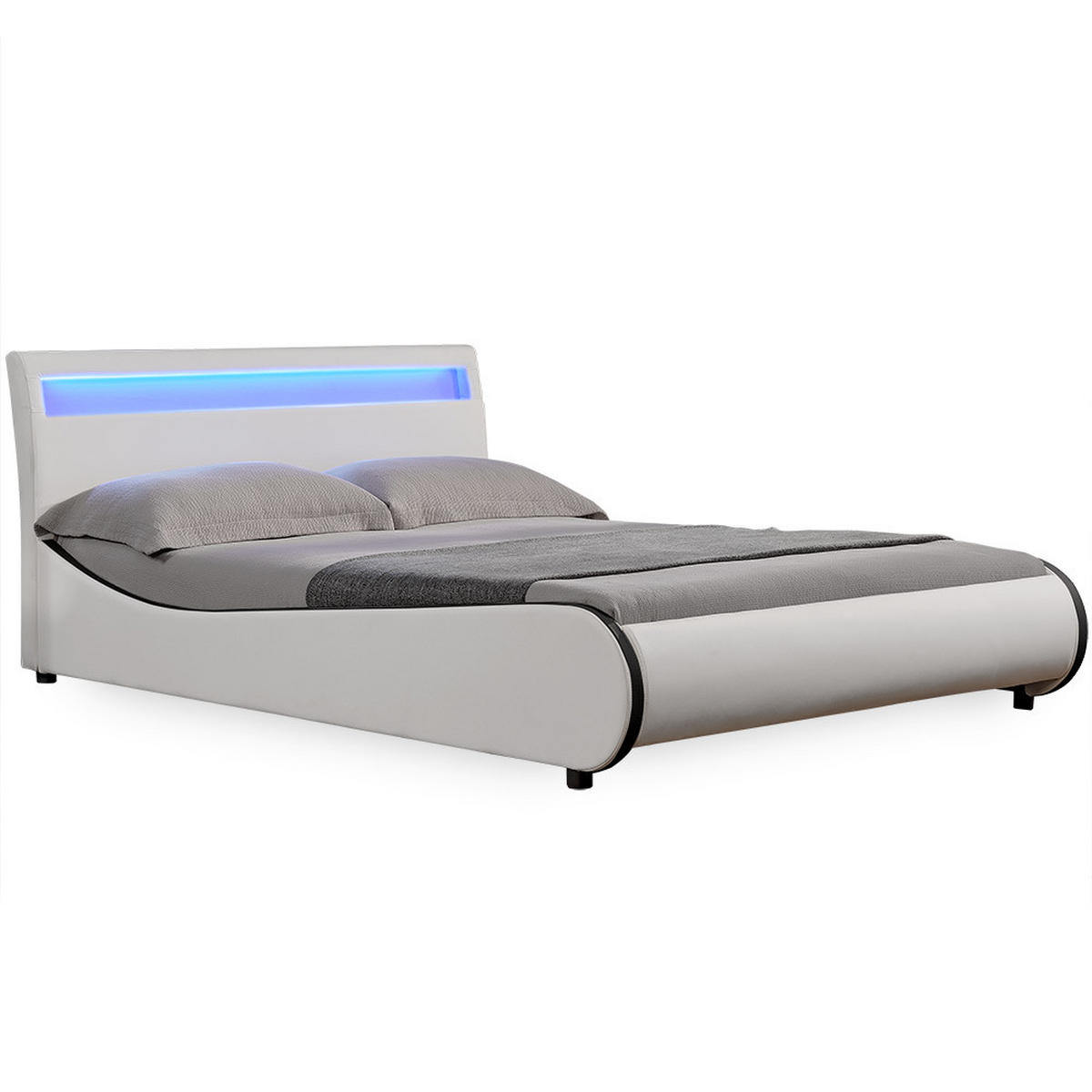 POLSTERBETT Valencia mit LED-Beleuchtung - Weiß, Textil (180/200cm) - Corium