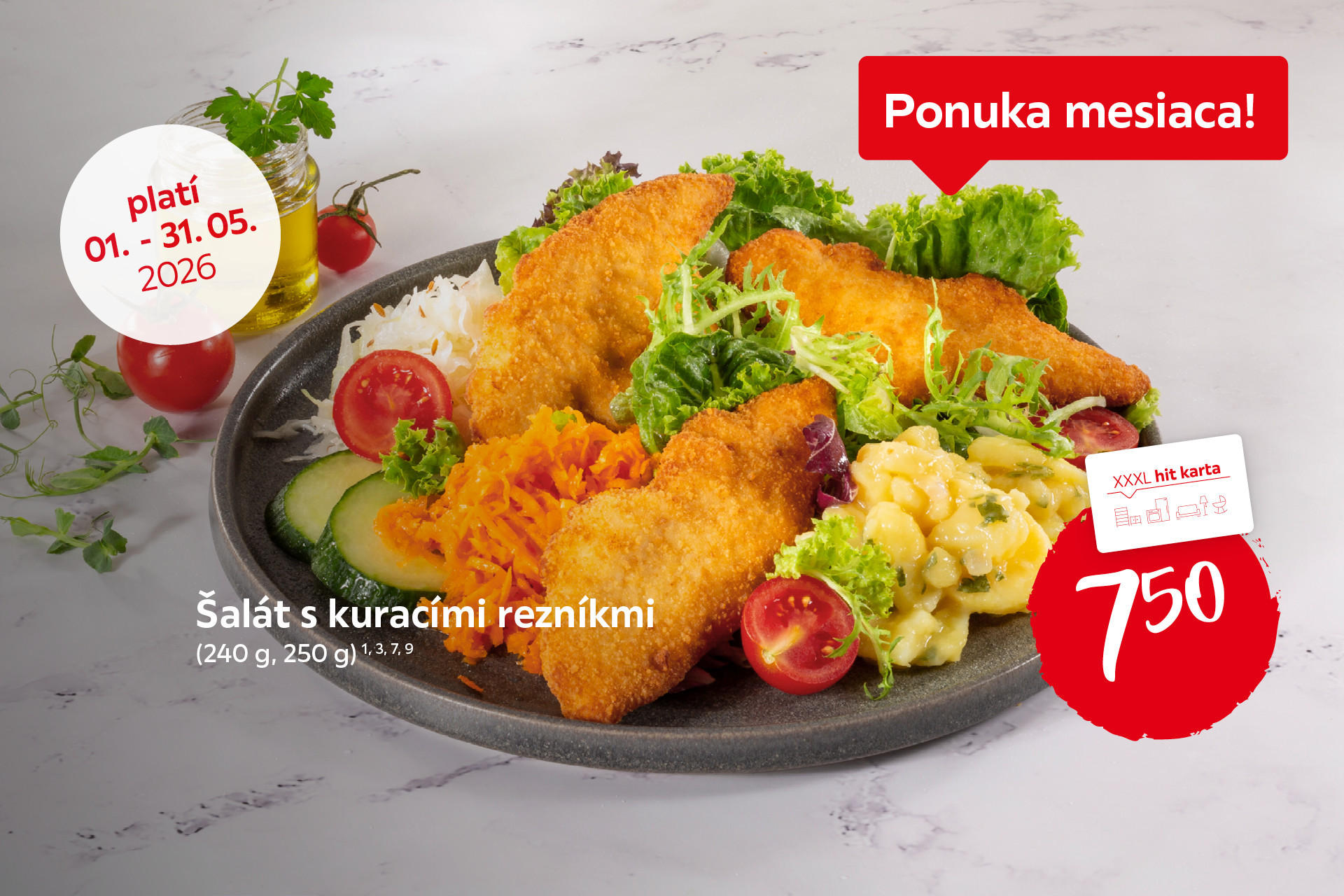 šalát s kuracími rezňami