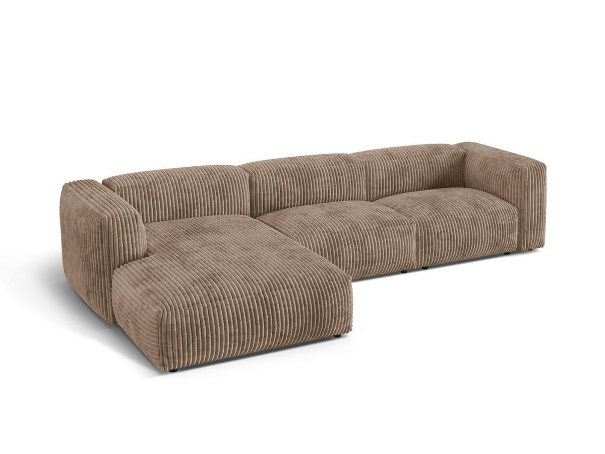 ECKSOFA modular links Martina aus Cord eichel 3 Sitzplätze - Rotbraun, Textil (176/332cm) - Micadoni