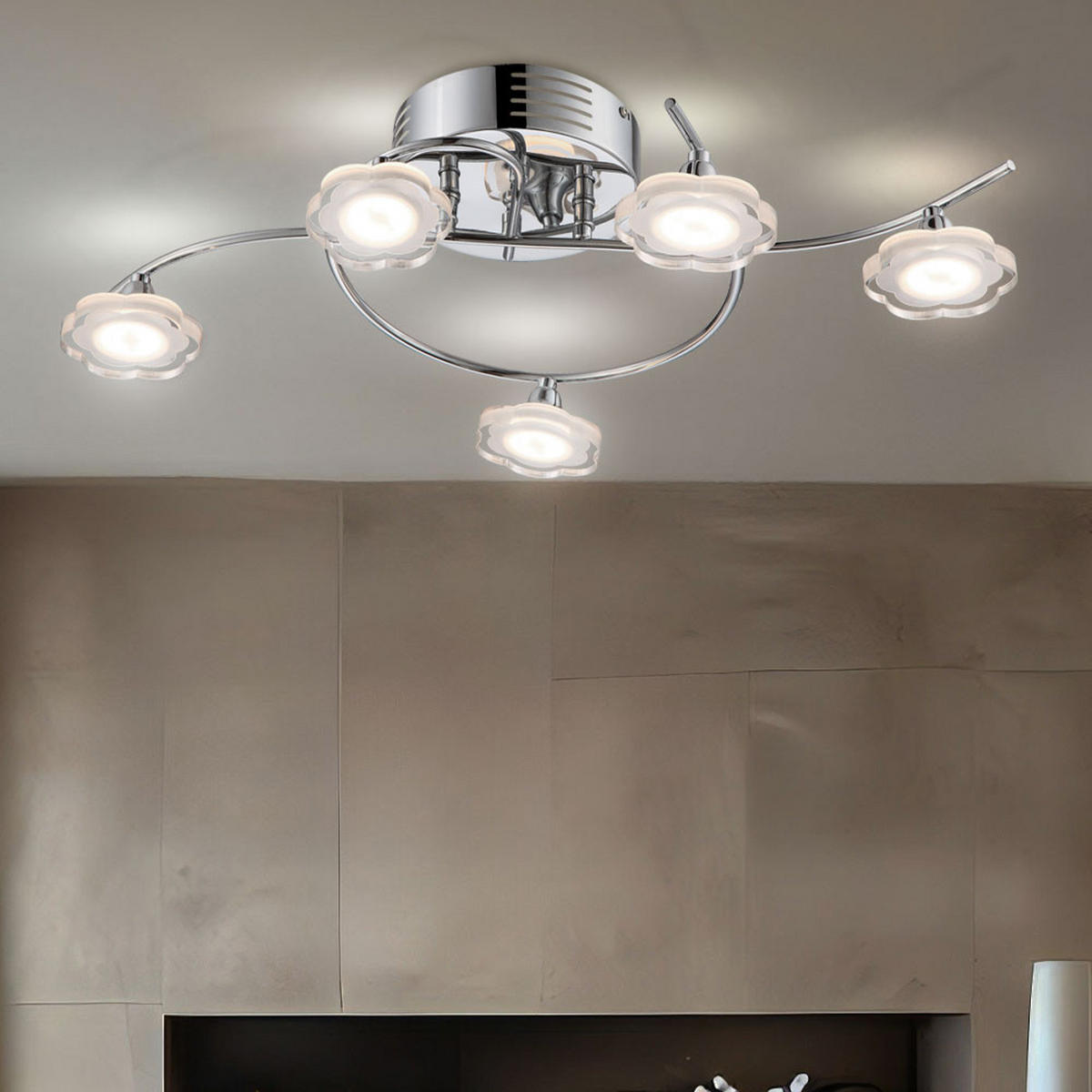 LED DECKENLEUCHTE Blossom Silber - Silberfarben, Metall (62/34/15cm) - Globo Lighting