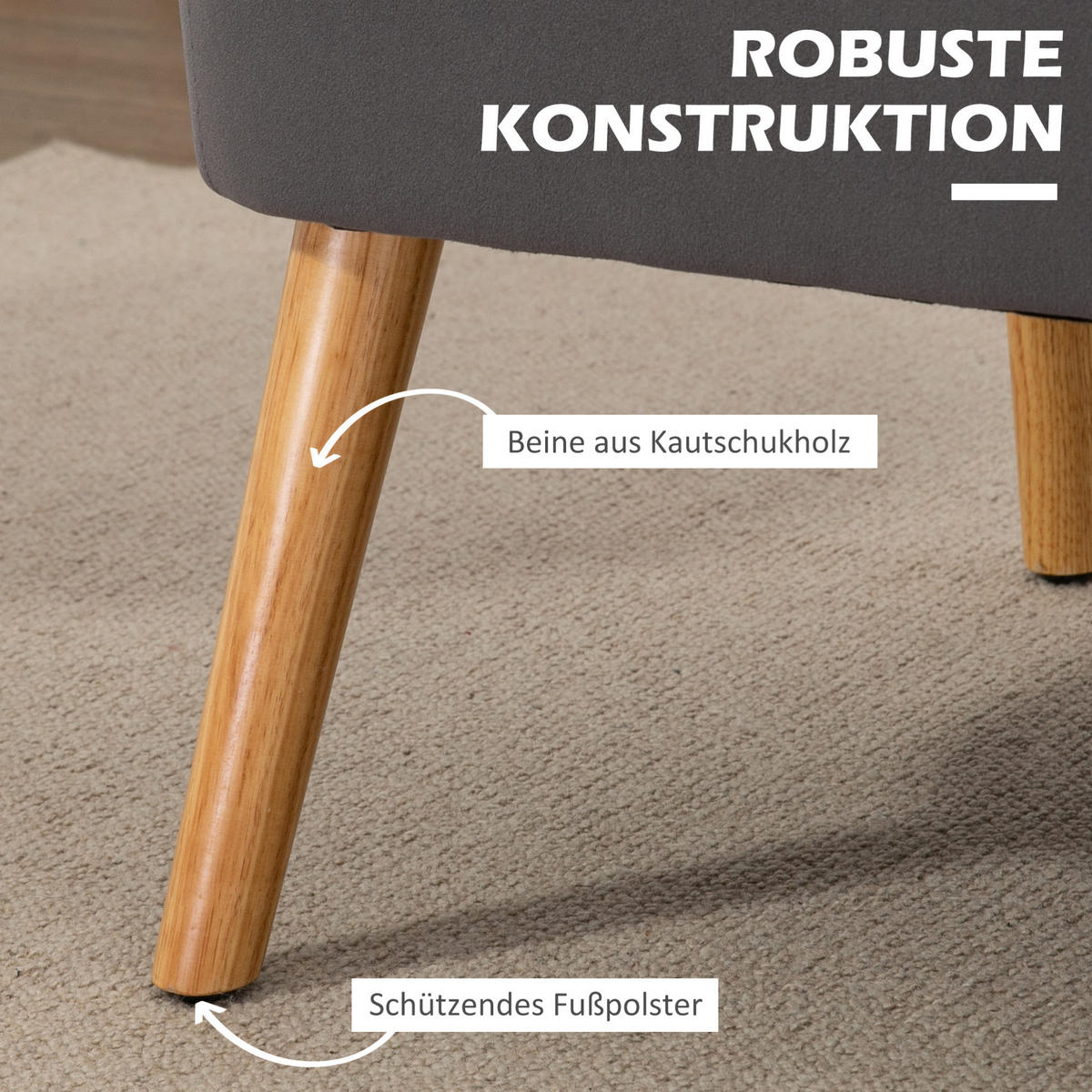 2-SITZER Sofa aus Polyester 117x56,5x77 cm in Dunkelgrau mit Federkern - Dunkelgrau, Textil (56.5/77/117cm) - Modfu