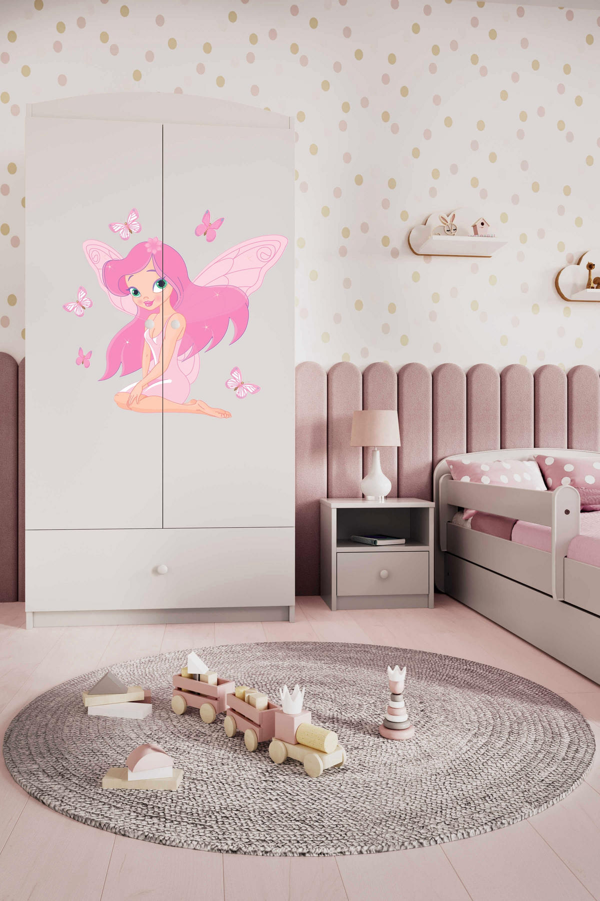 KINDERKLEIDERSCHRANK Elfe I - Weiß, Holzwerkstoff (90/175/52cm) - RAUMHIRSCH FURNITURE