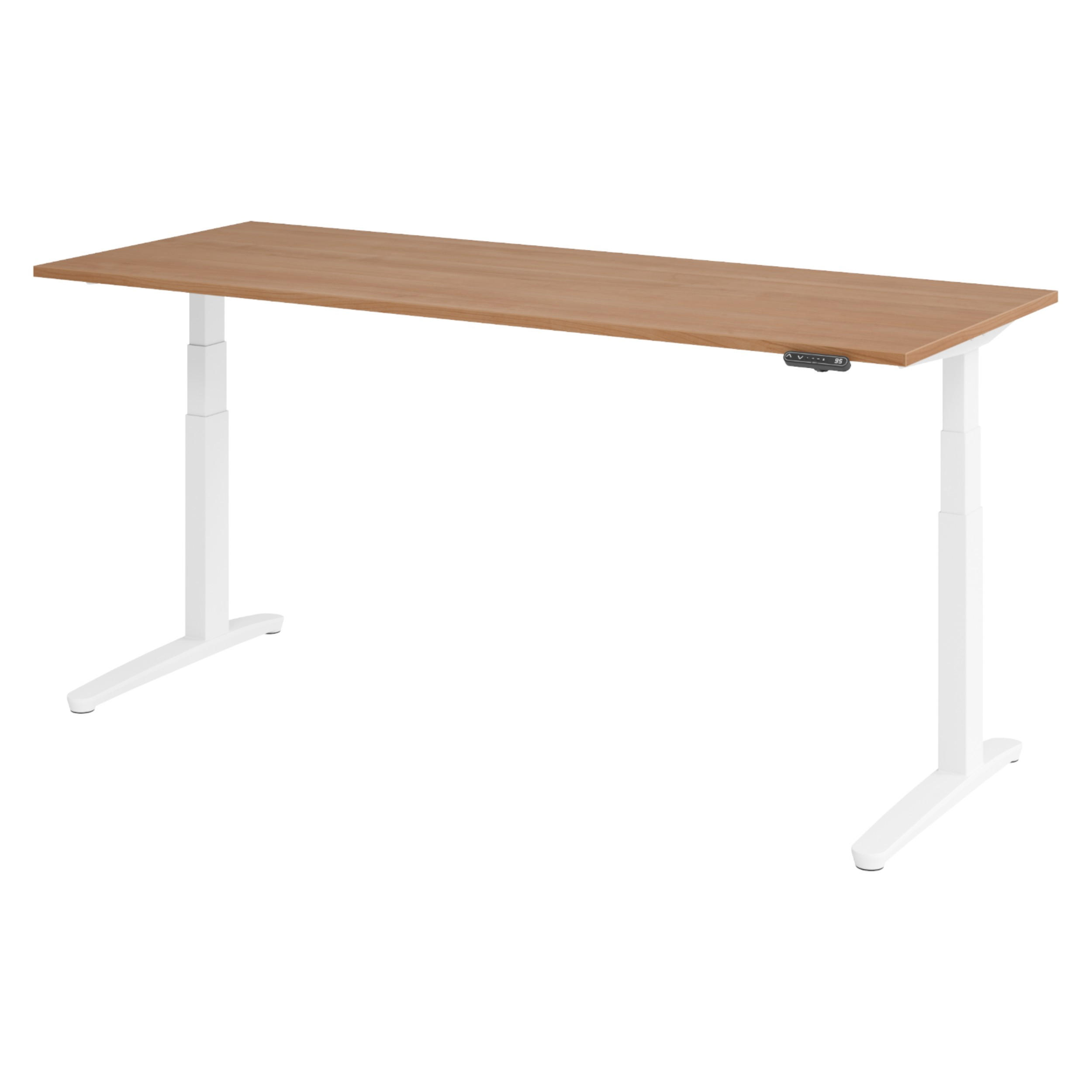 SCHREIBTISCH elektrisch XBHM 80/200/74 cm in Nussbaumfarben/Weiß - Nussbaumfarben/Weiß, Holzwerkstoff (80/200/74cm) - bümö