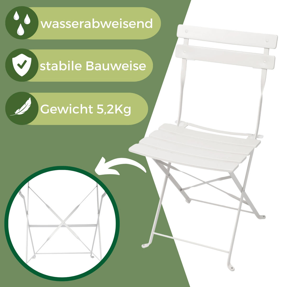 BISTRO SET Weiß - Weiß, Metall - Albatros