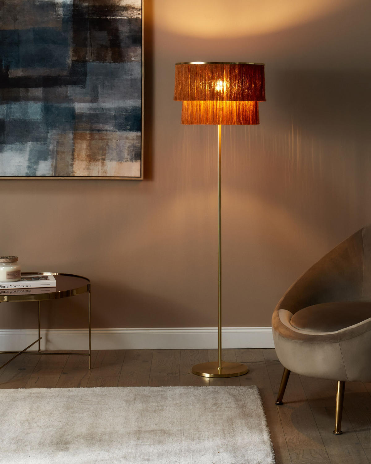 STEHLAMPE Braun Peristeri - Goldfarben/Braun, Metall (40/40/137cm) - Beliani