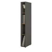 AKTENREGAL Grau matt, Eiche Wotan 20 x 158 cm, Standregal mit 4 Ordnerhöhen - Eichefarben/Schwarz, Holzwerkstoff/Kunststoff (20/158/40cm) - Furn.Design