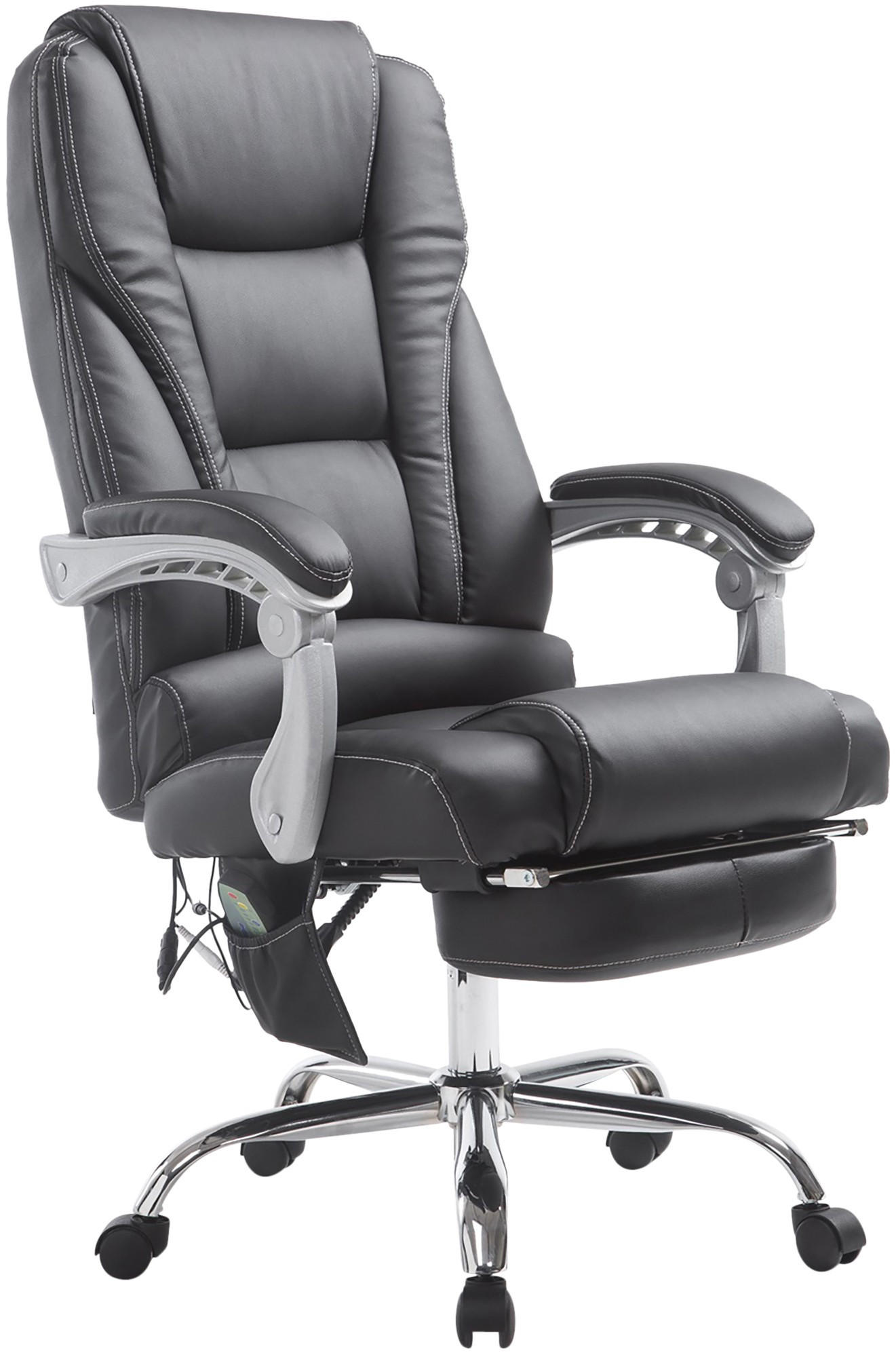 CHEFSESSEL Lederlook schwarz - Chromfarben/Schwarz, Textil/Metall (68/118/64cm) - CLP
