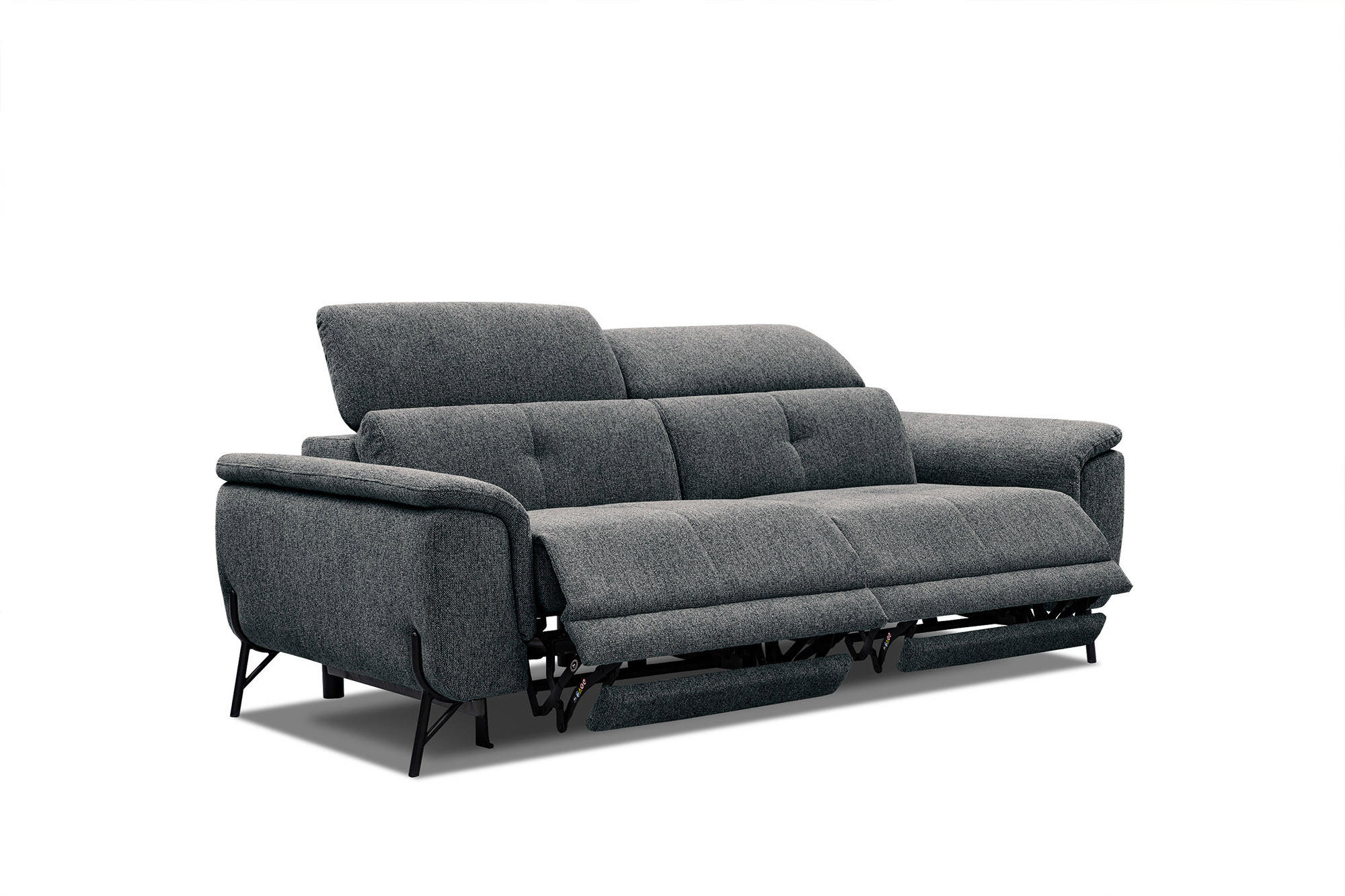 SOFA AVENA 3-Sitzer mit 2 Relaxfunktionen, dunkelgrau - Dunkelgrau, Holzwerkstoff/Textil (204/80/108cm) - Courtois Laville