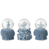 WASSER-GLOBUS MEER (3ER SET) - Blau, Glas/Naturmaterialien (10.5/13/10.5cm) - J-Line