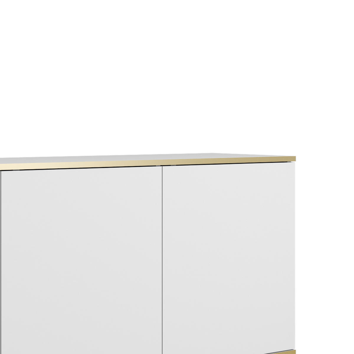KOMMODE ORO - K-160, 2-Türen, 2-Schubladen, Push-to-Open 160x39x85 cm Weiß/Schwarz - Schwarz/Weiß, Holzwerkstoff/Kunststoff (160/85/39cm) - DomoHome