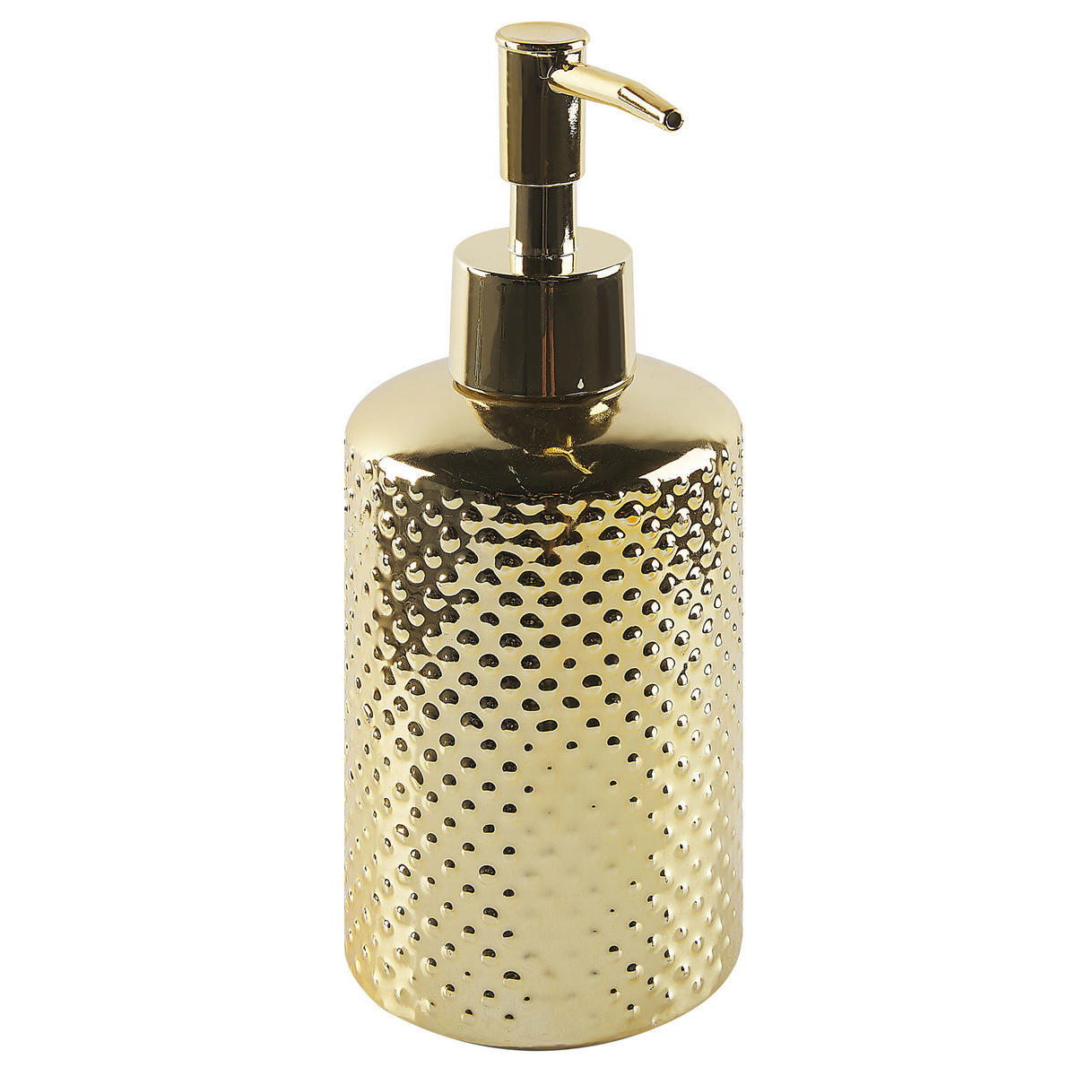 BADEZIMMER Set 4-teilig Keramik gold Cumana - Goldfarben, Stein (7/18/7cm) - Beliani