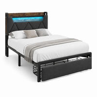 POLSTERBETT mit LED, USB und Stauraum 90x200 cm Leinen Grey inkl. Matratze - Grau, Metall (90/200cm) - Meubliv