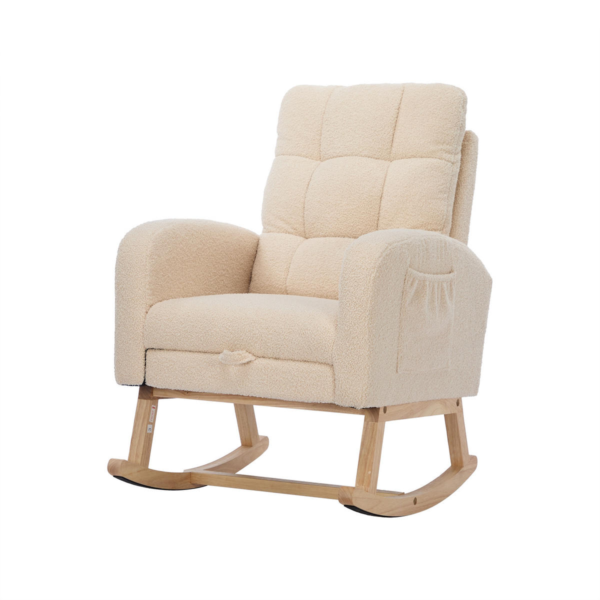 SCHAUKELSTUHL Beige Bouclé mit versteckten Beinstützen - Beige, Textil (50/99/132cm) - Oxeza