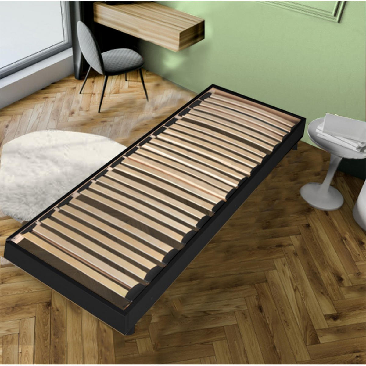 BETTRAHMEN SOMKIT mit Einlegerahmen/ 90x190, Schwarz - Schwarz, Holzwerkstoff (90/190cm) - Weber Industries