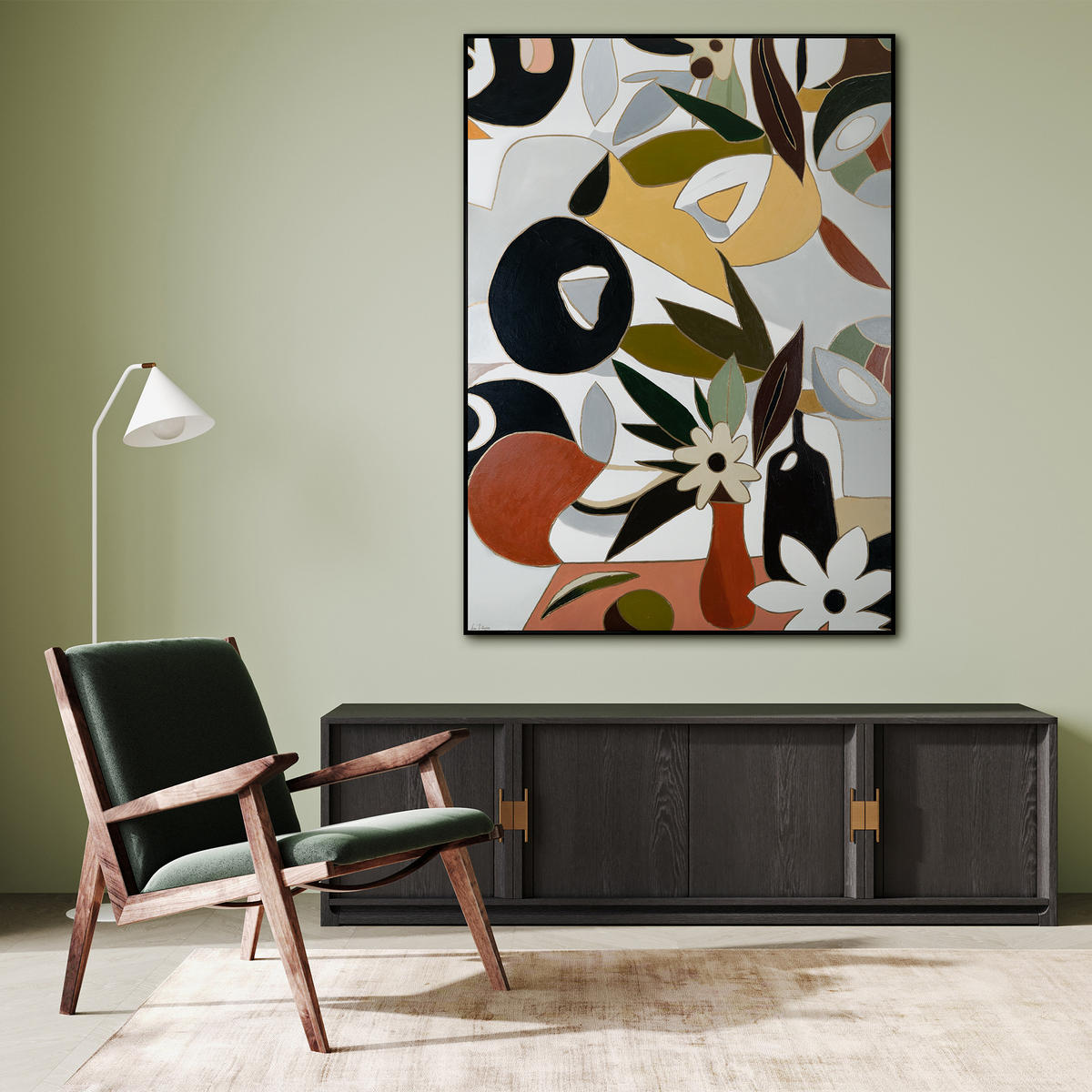 GEMÄLDE Goldene Komposition Schattenfugenrahmen Schwarz 140x100 cm - Schwarz, Holz (140/100cm) - YS-art gallery