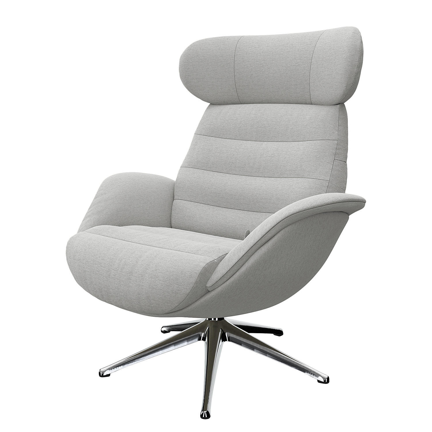 RELAXSESSEL - Chromfarben/Hellgrau, Textil/Metall (90/107/90cm) - home24