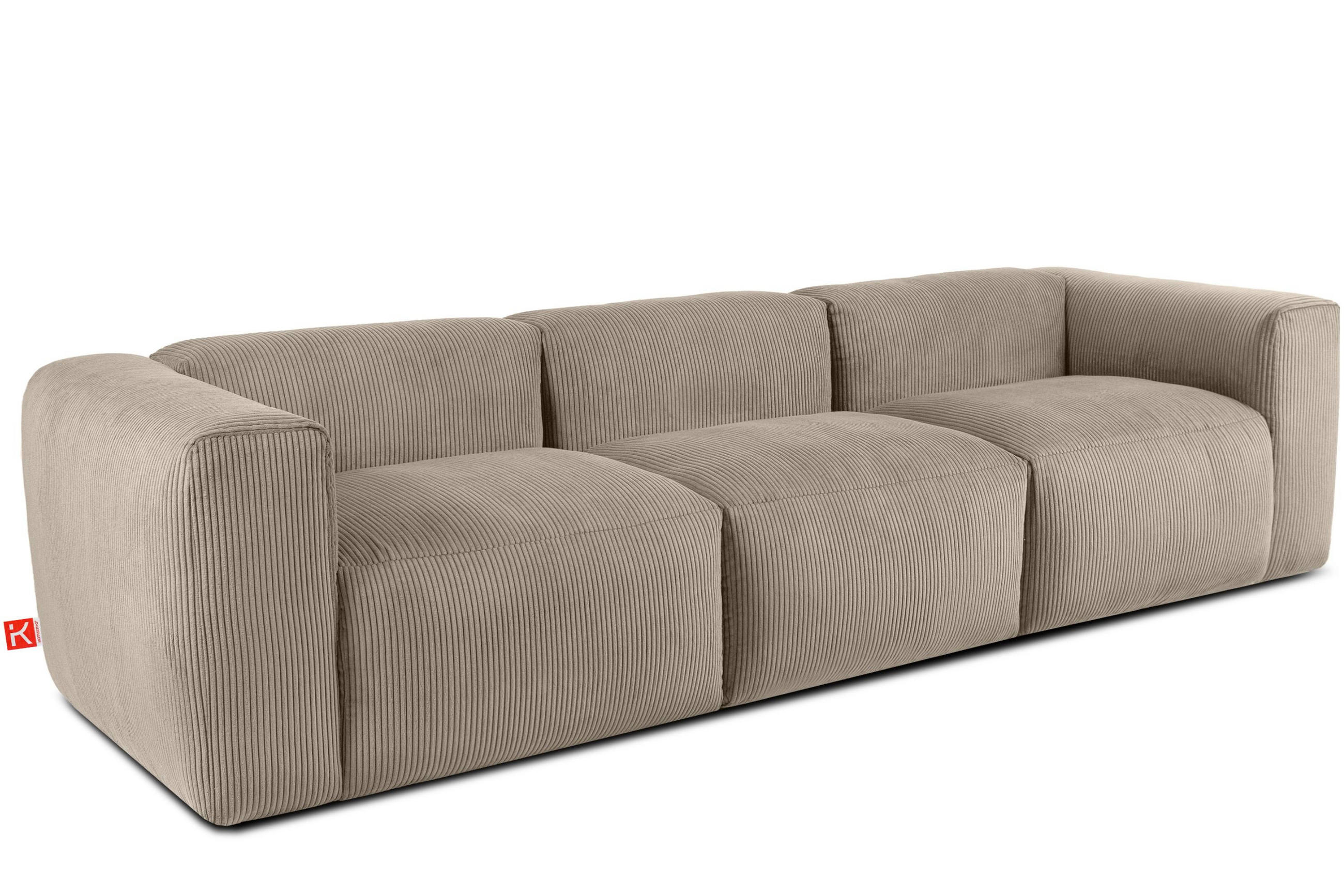 3-SITZER-MODULSOFA BUFFO mit extrem weicher und bequemer Sitzfläche, Kordstoff, beige - Beige, Textil (290/73/96cm) - KONSIMO®