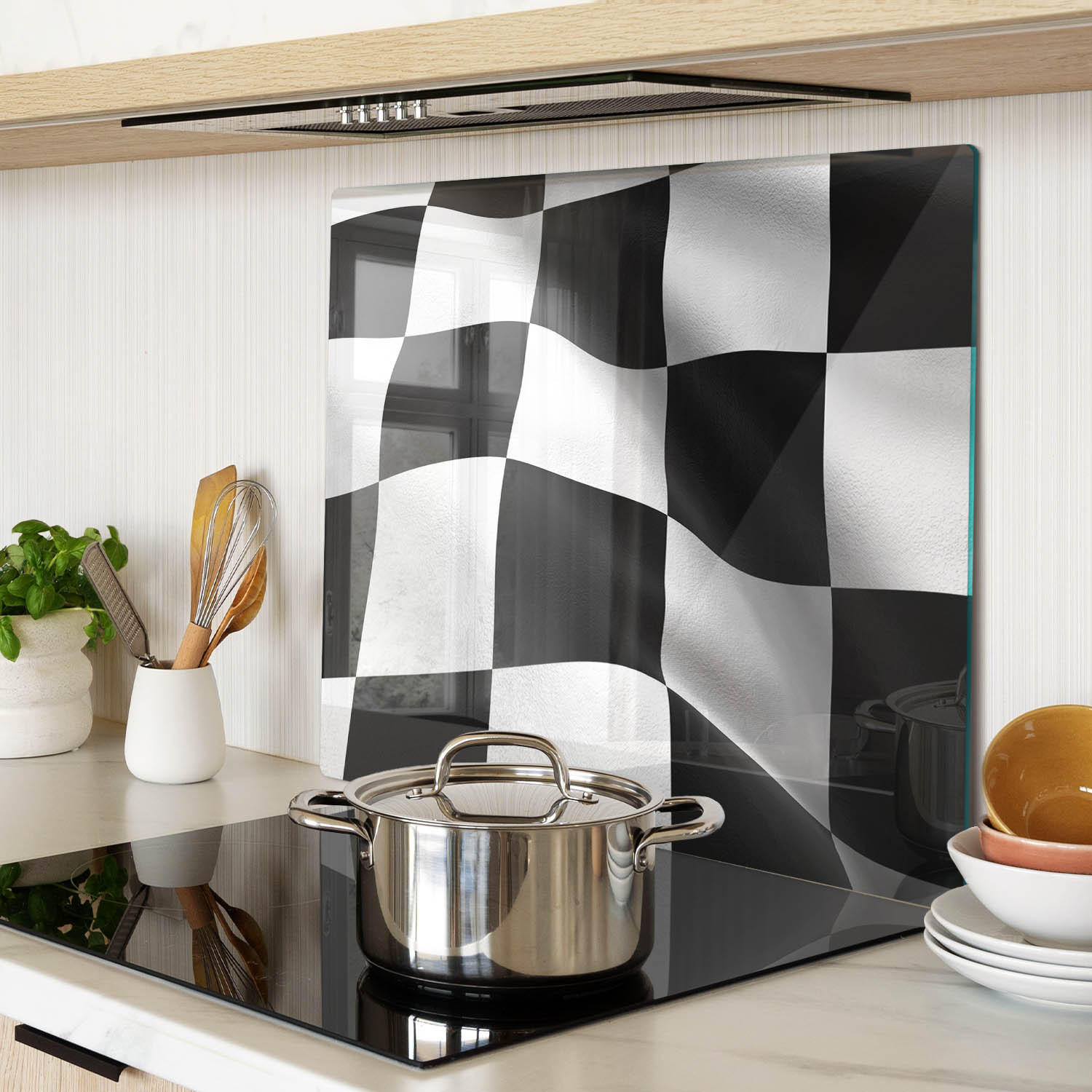 GLASPLATTE 60x52 cm Ende der Flagge - Schwarz, Glas (60/0.4/52cm) - TULUP