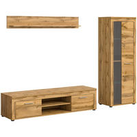 WOHNWAND Milo 3 tlg. (B/H/T: ca. 235/159/40 cm) in Wotan Eiche /Wotan Eiche - Eiche Wotan, Holzwerkstoff (235/159/40cm)