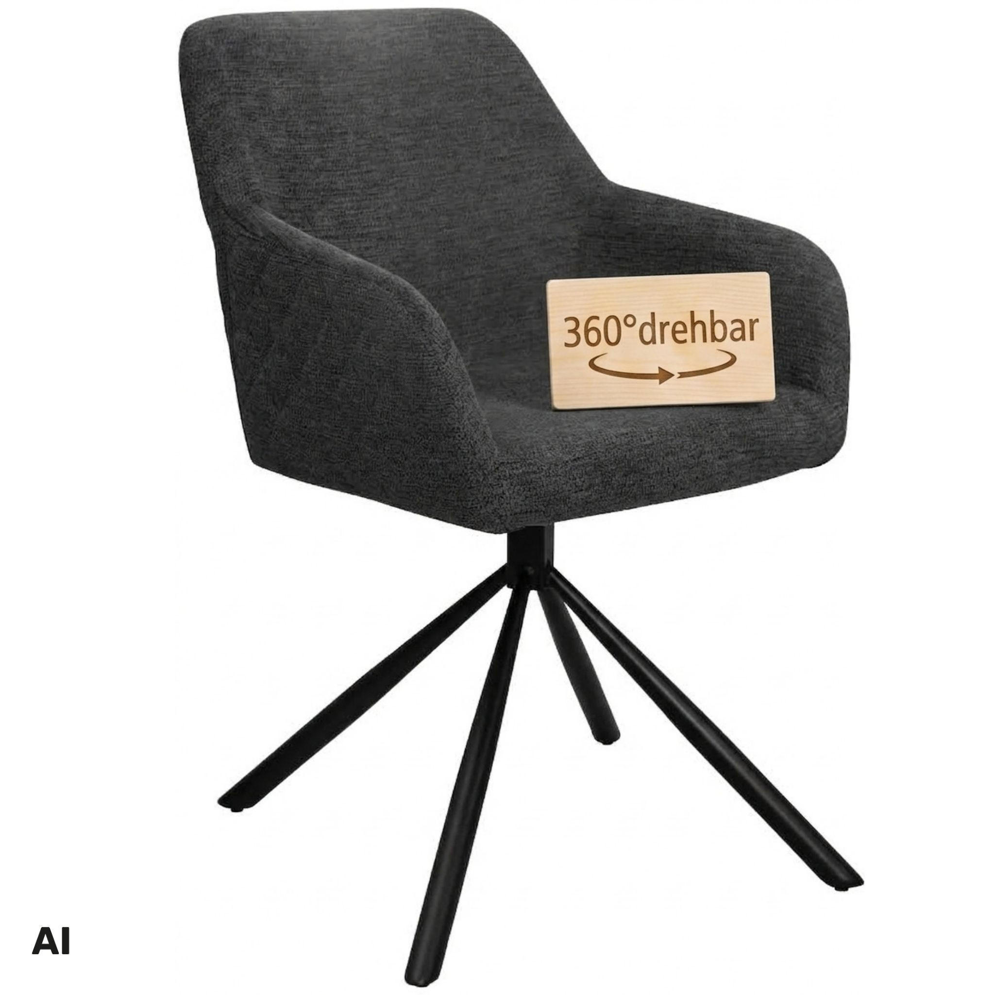 ESSZIMMERSTUHL Cuneo - Schwarz/Grau, Textil/Metall (56/85/60cm) - Mr. Deko