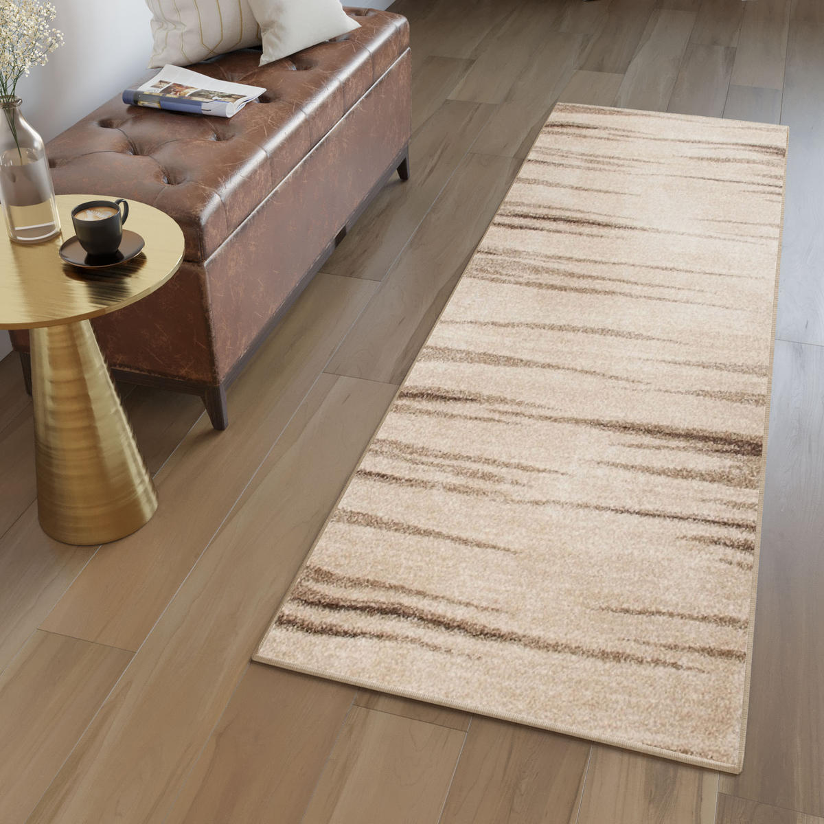 LÄUFER SARI Beige 80/100 cm - Beige, Textil (80/100cm) - Tapiso