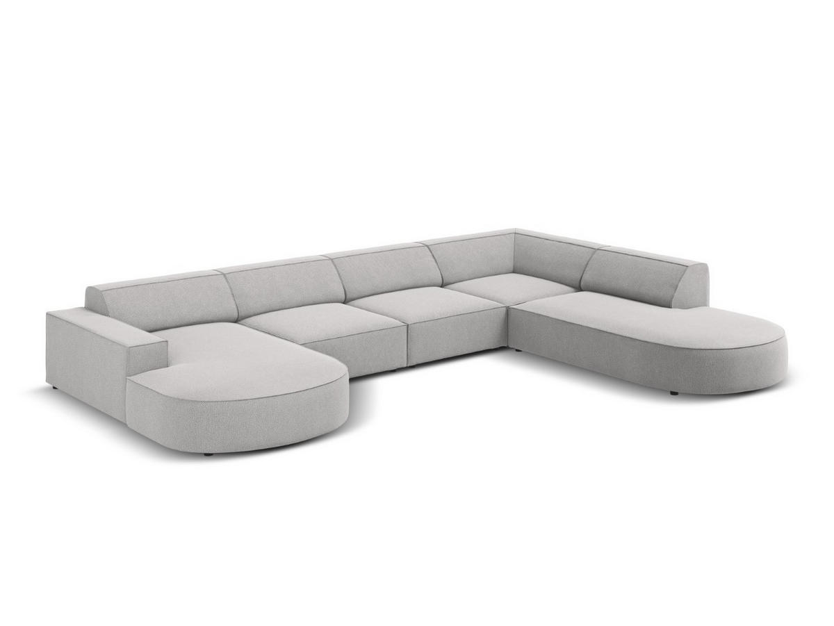 PANORAMASOFA rechts Jodie aus strukturiertem Stoff hellgrau 7 Sitzplätze - Hellgrau, Textil (262/70/364cm) - Micadoni