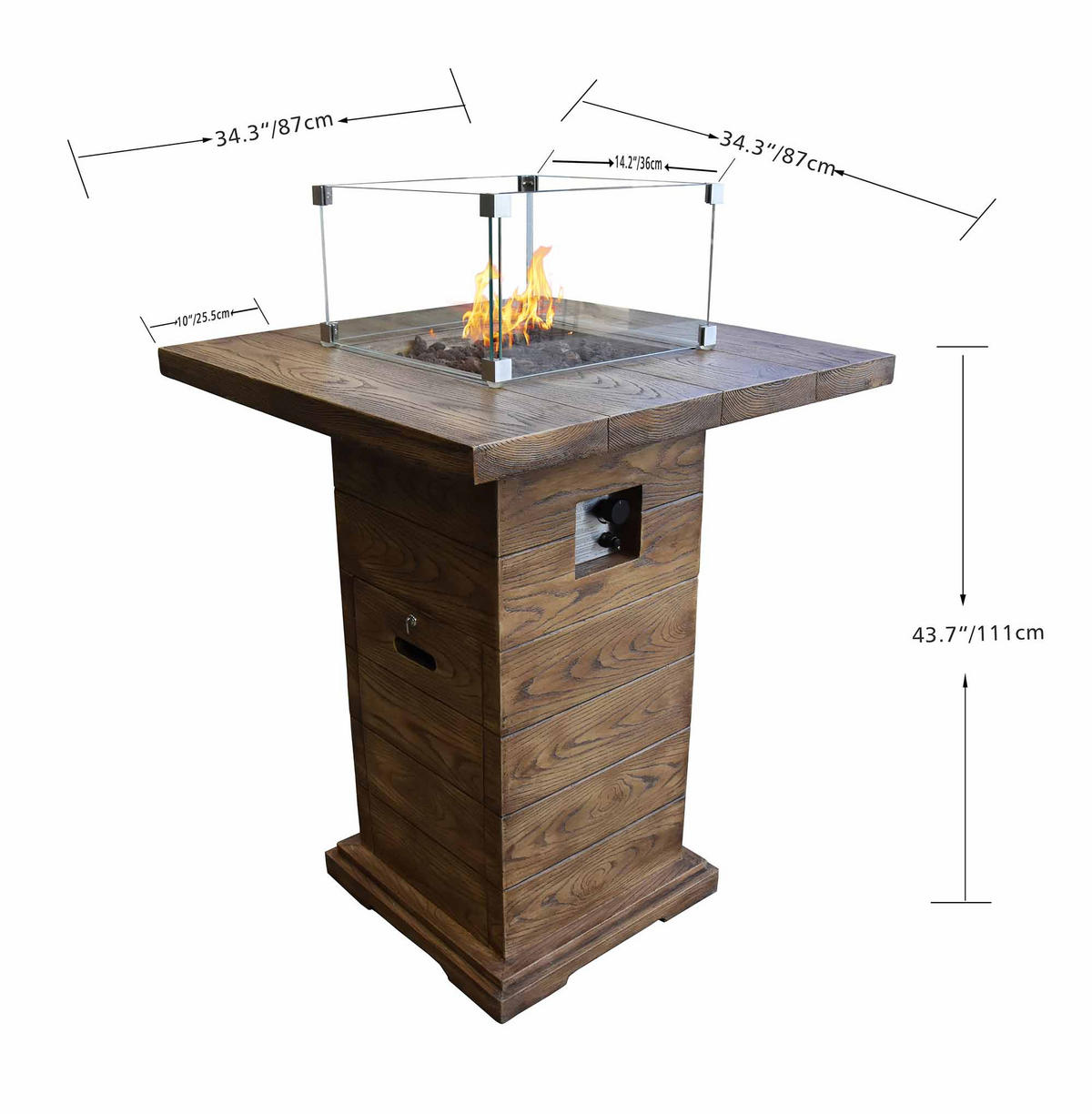 FEUERSTELLE Rova Bar in Holz-Optik aus Faserbeton - Zwetschgeholzfarben, Stein (87/106/87cm) - Elementi