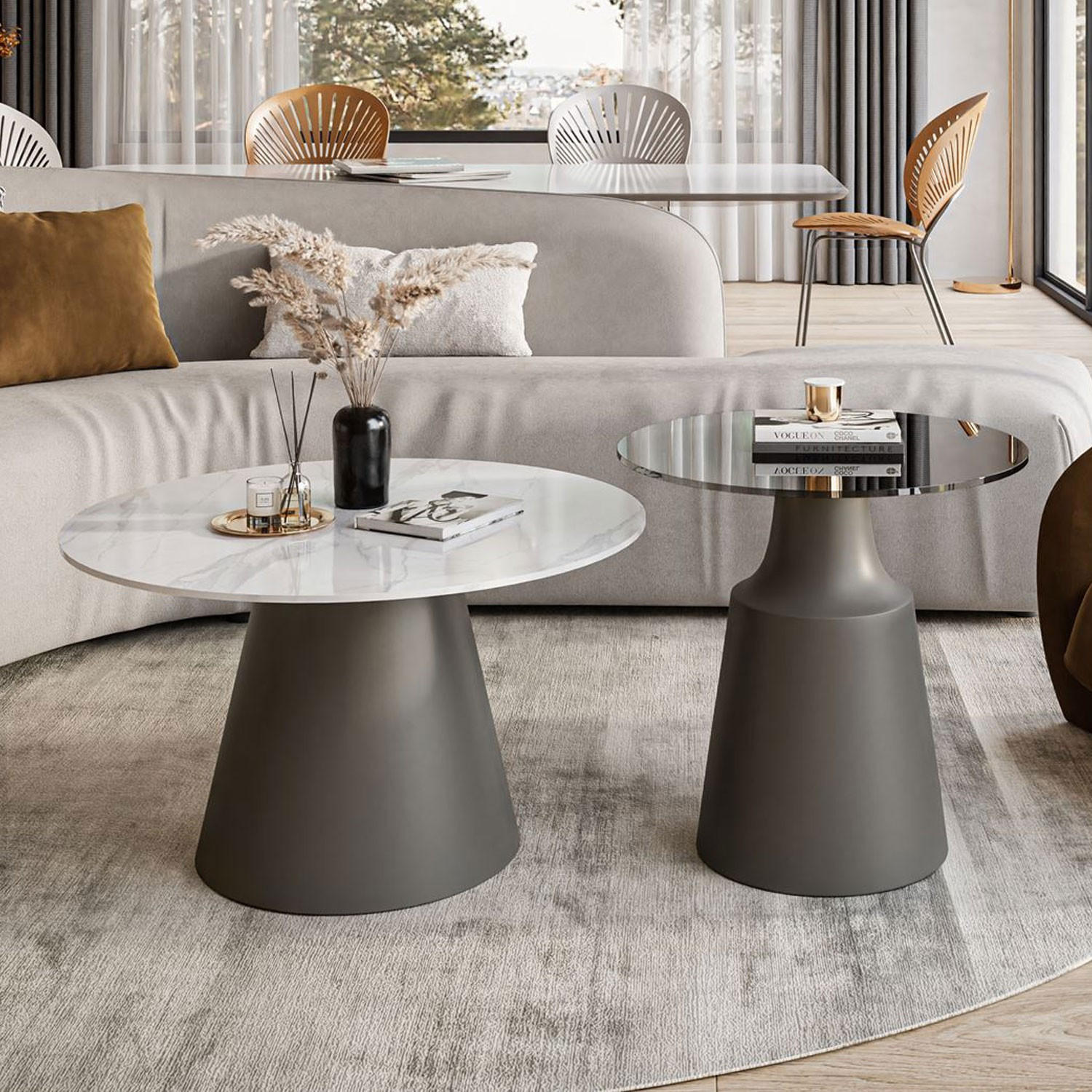 COUCHTISCH 2-in-1 CHANTELLE in Grau - Grau, Glas (70/70/40cm) - Lookway