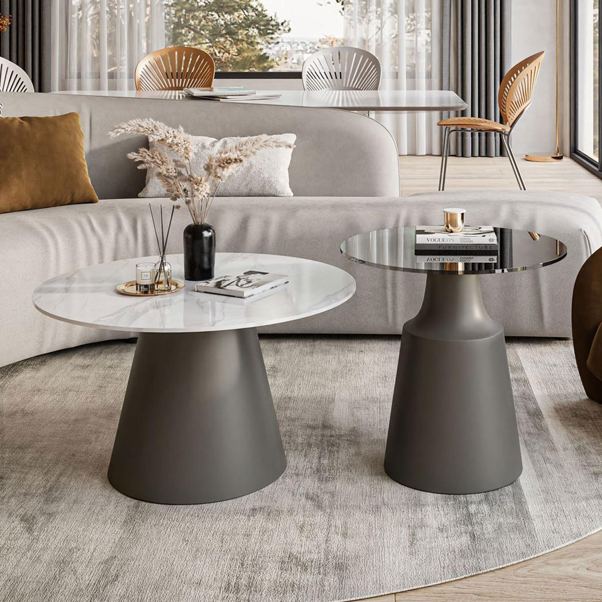 COUCHTISCH 2-in-1 CHANTELLE in Grau - Grau, Glas (70/70/40cm) - Lookway