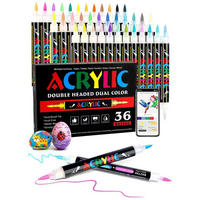 ACRYLSTIFTE Set 36 Stifte mit 72 Farben Doppelspitze - Multicolor, Kunststoff (1.5/1.5/14cm)