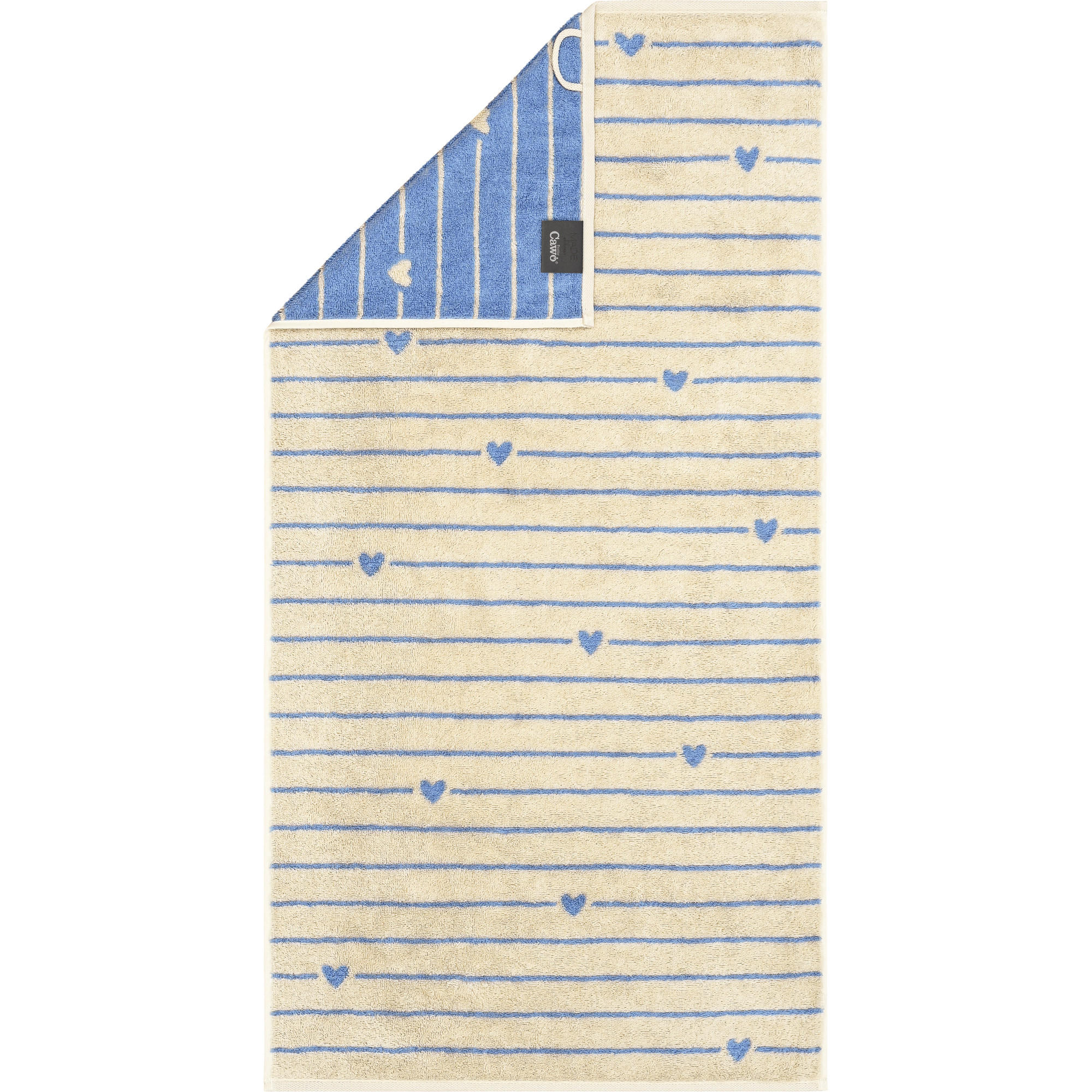 DUSCHTUCH HEART BEATS LINES & HEARTS 6276 CAPRI - 31 - Blau, Textil (70/140cm) - Cawoe