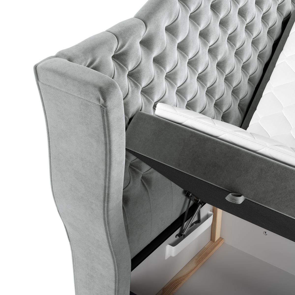 BOXBETT Royal Grau 160/200 cm im Samtstoff - Schwarz/Grau, Holz/Holzwerkstoff (160/200cm) - Maison de Reve