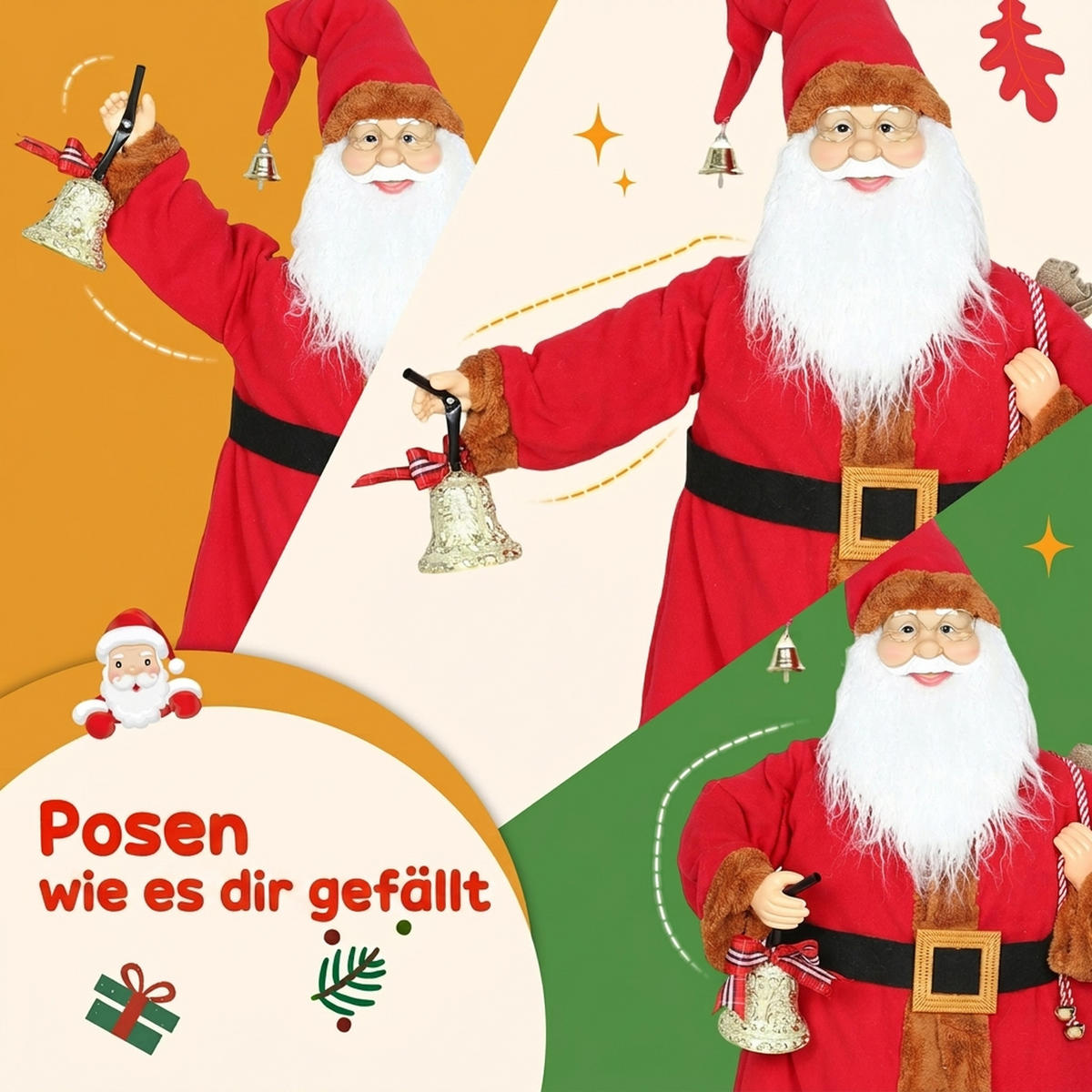 WEIHNACHTSMANN Stahl Polyester Rot - Rot, Textil (35/120/45cm) - HOMCOM