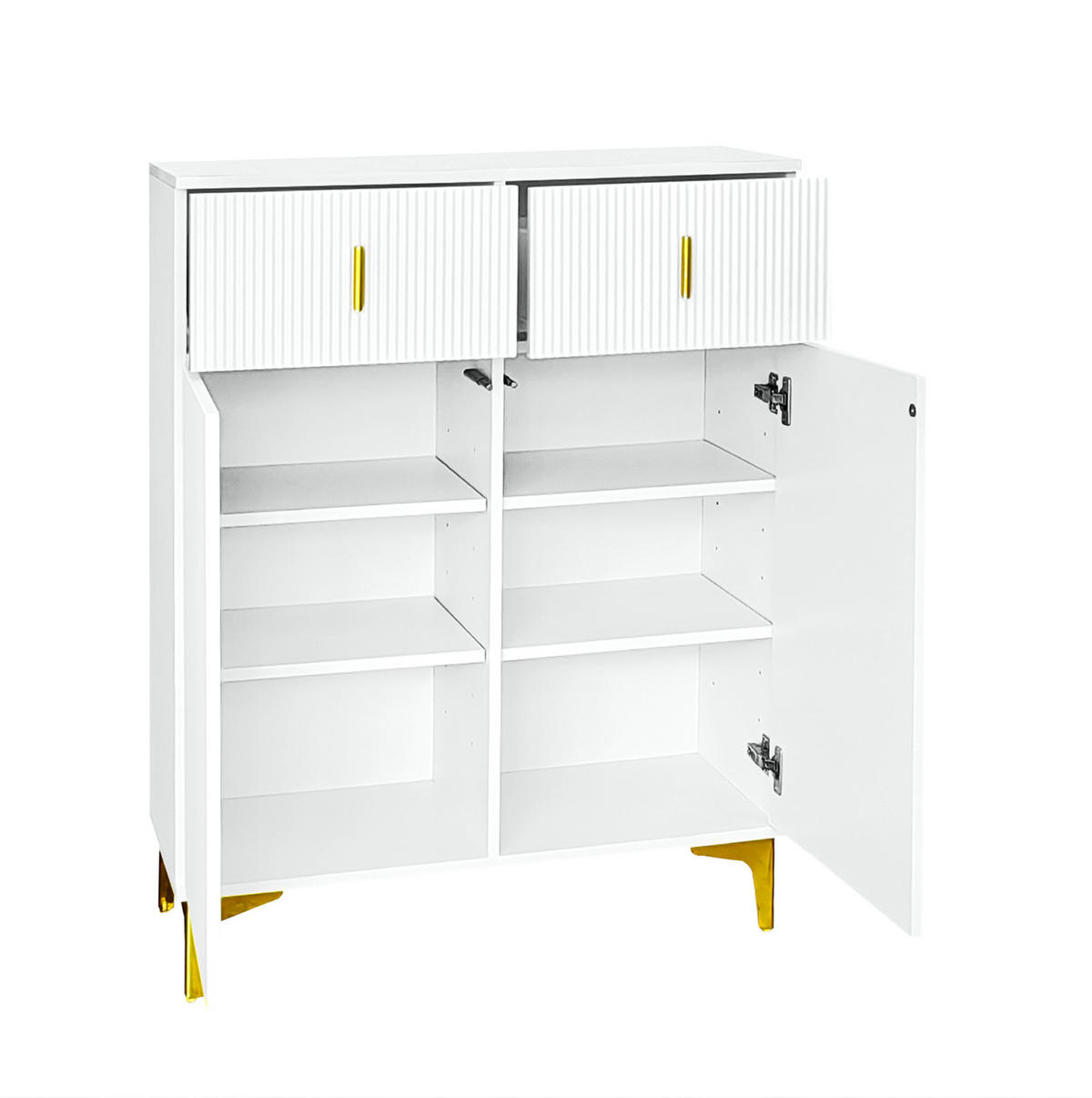 SIDEBOARD 83/35/101 cm weiß aus Spanplatte mit 2 Türen und 2 Schubladen - Weiß, Holzwerkstoff (83/101/35cm) - OKWISH