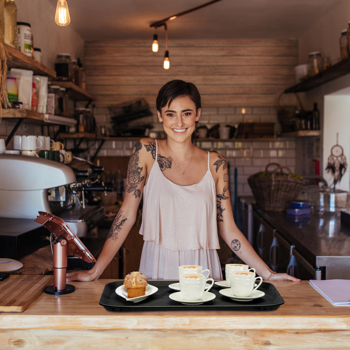 2XSERVIERTABLETT - Schwarz, Kunststoff (56/2/41cm) - Relaxdays