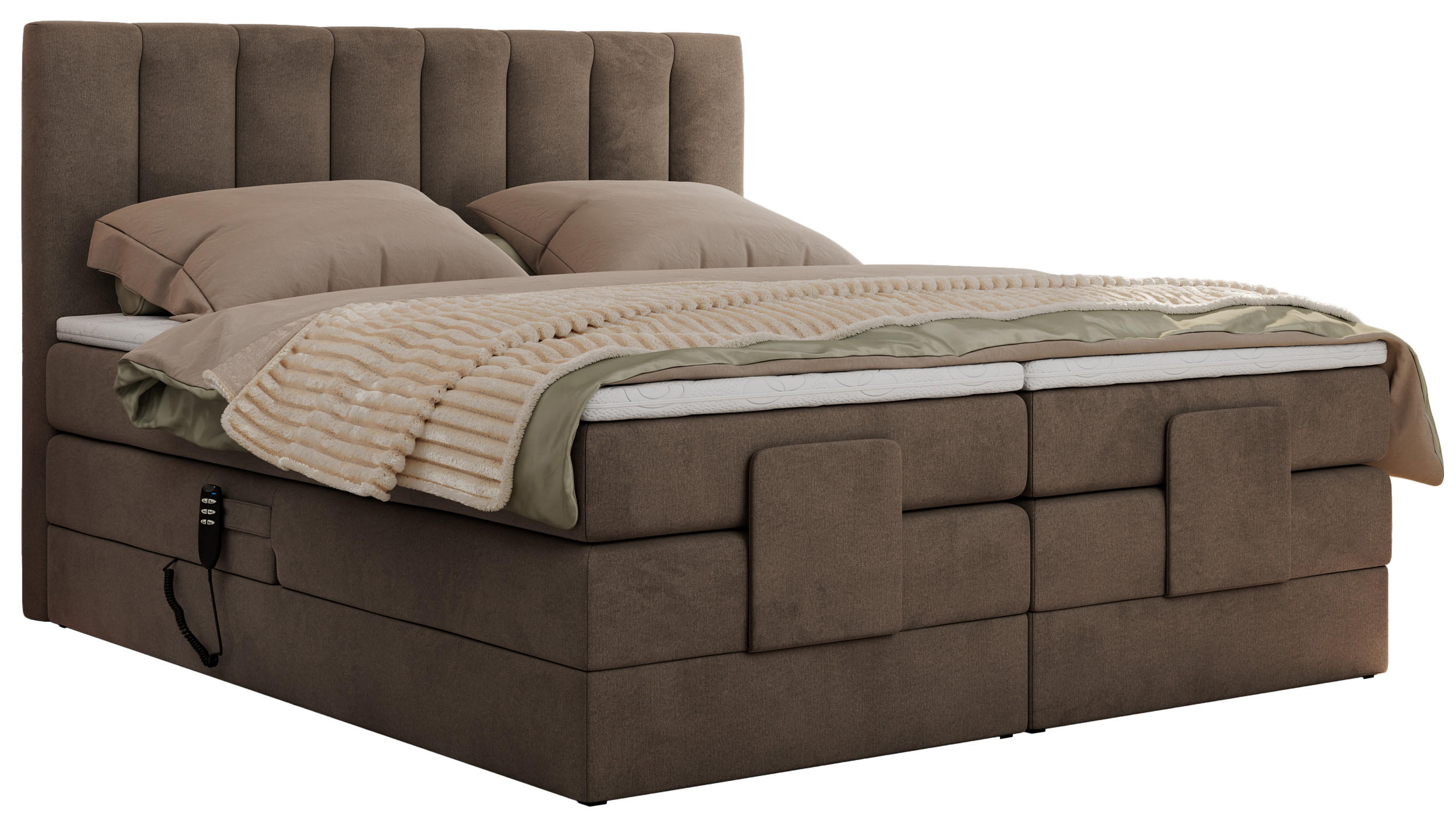 BOXBETT COMFORTO 140/200 - Braun Velvet - H3 - Braun, Holz/Textil (140/200cm) - MKS