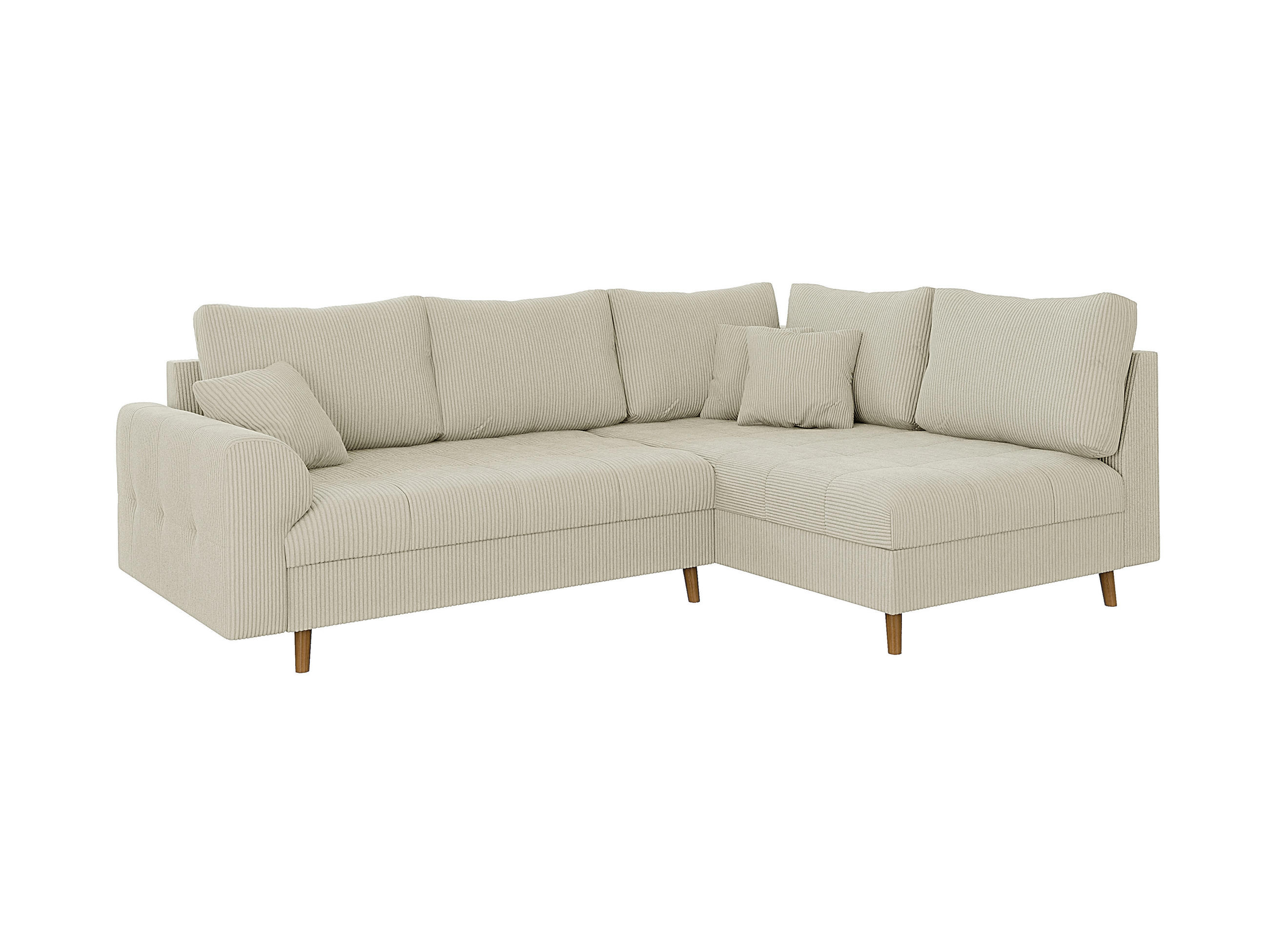 ECKSOFA Alma Beige Cord - Ottomane rechts - Beige/Braun, Holz/Textil (231/161cm) - S-Style Möbel